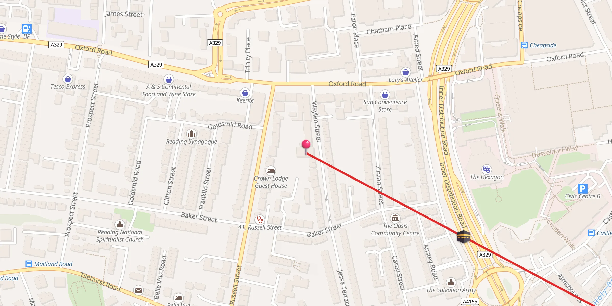 Carte de localisation : Central Jamme Masjid (Reading)