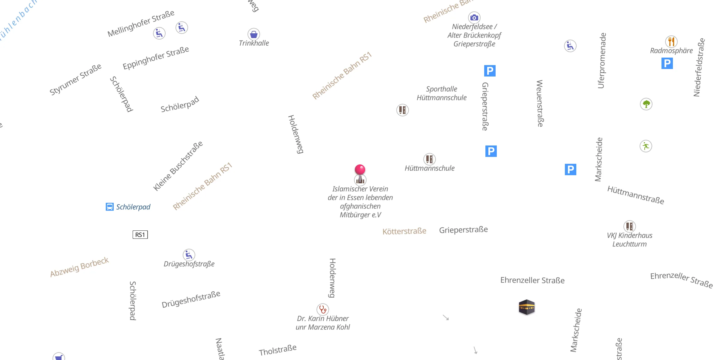 Carte de localisation : Islamischer Verein der in Essen lebenden afghanischen Mitbürger e.V