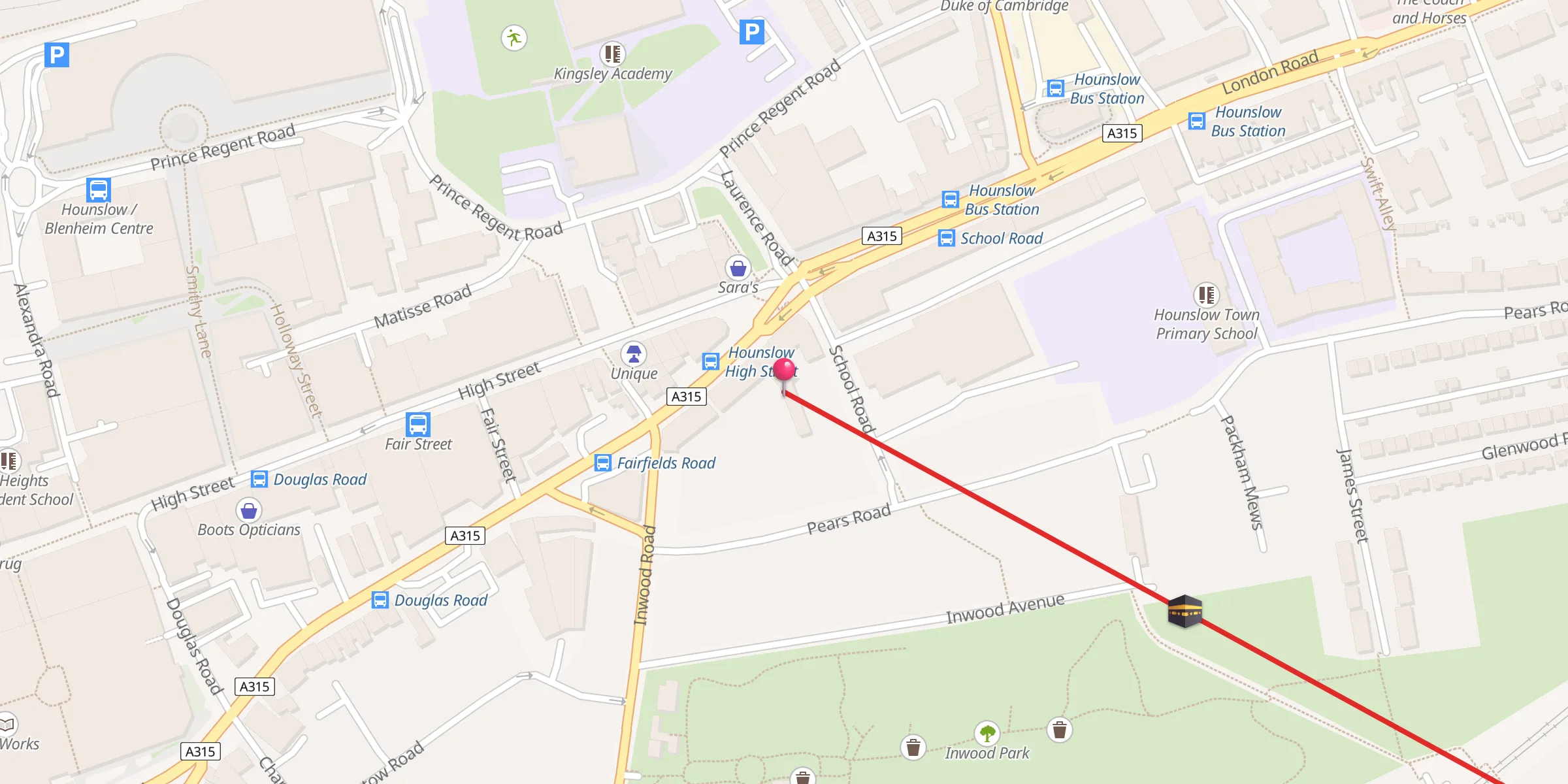 Carte de localisation : Hounslow Muslim Centre