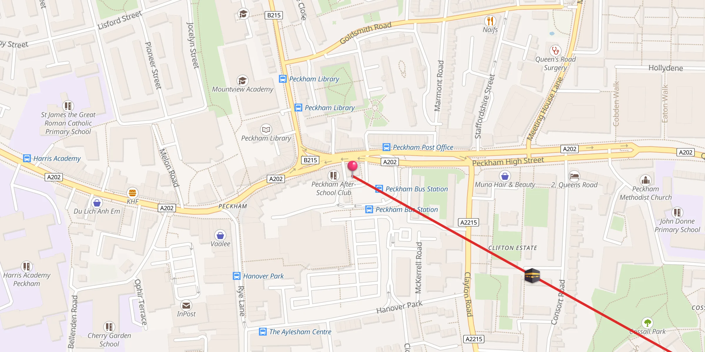 Carte de localisation : Peckham High Street Islamic Centre