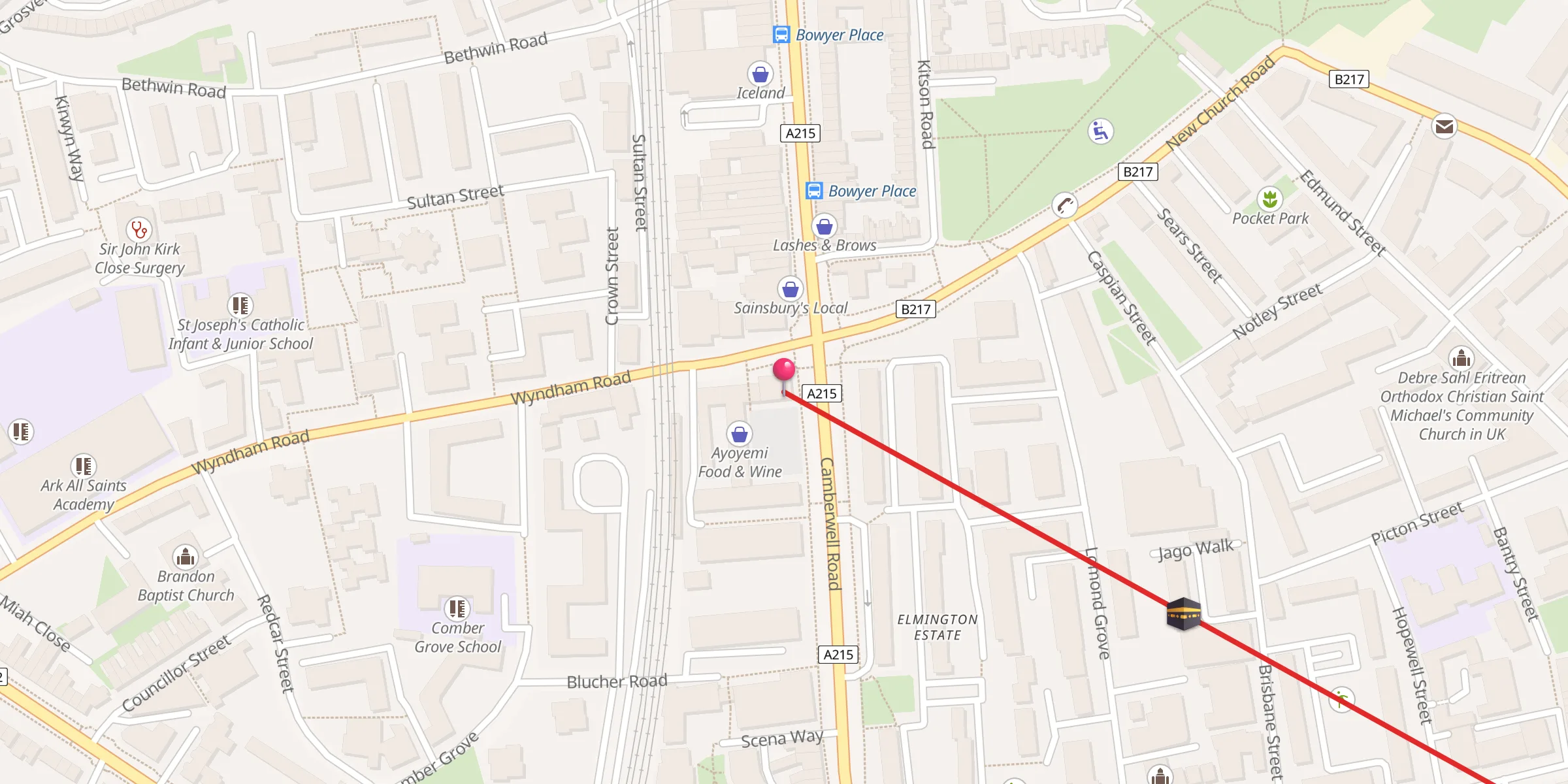 Carte de localisation : Camberwell Islamic Centre