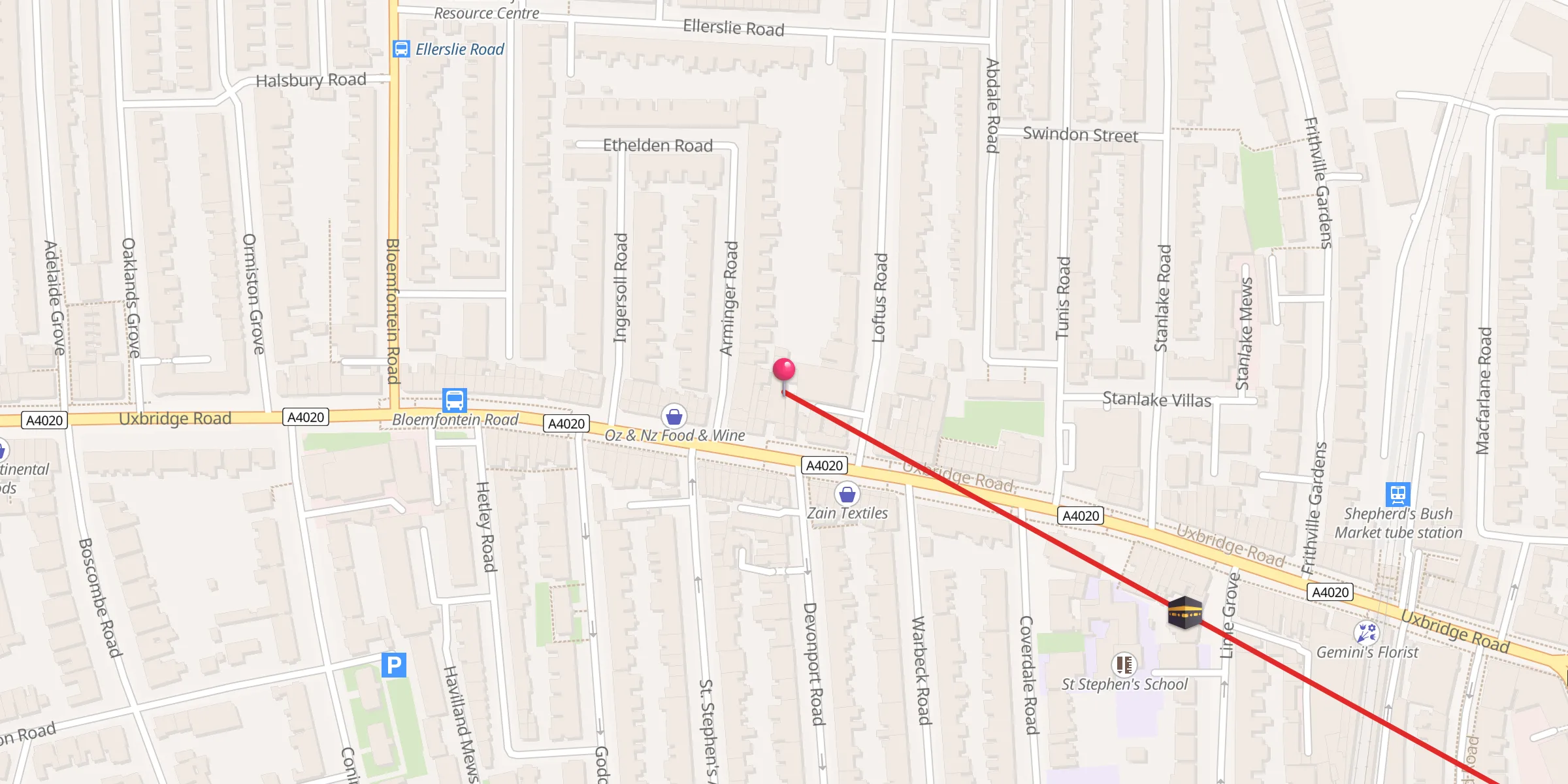Carte de localisation : Shepherds Bush Mosque and Muslim Cultural Centre