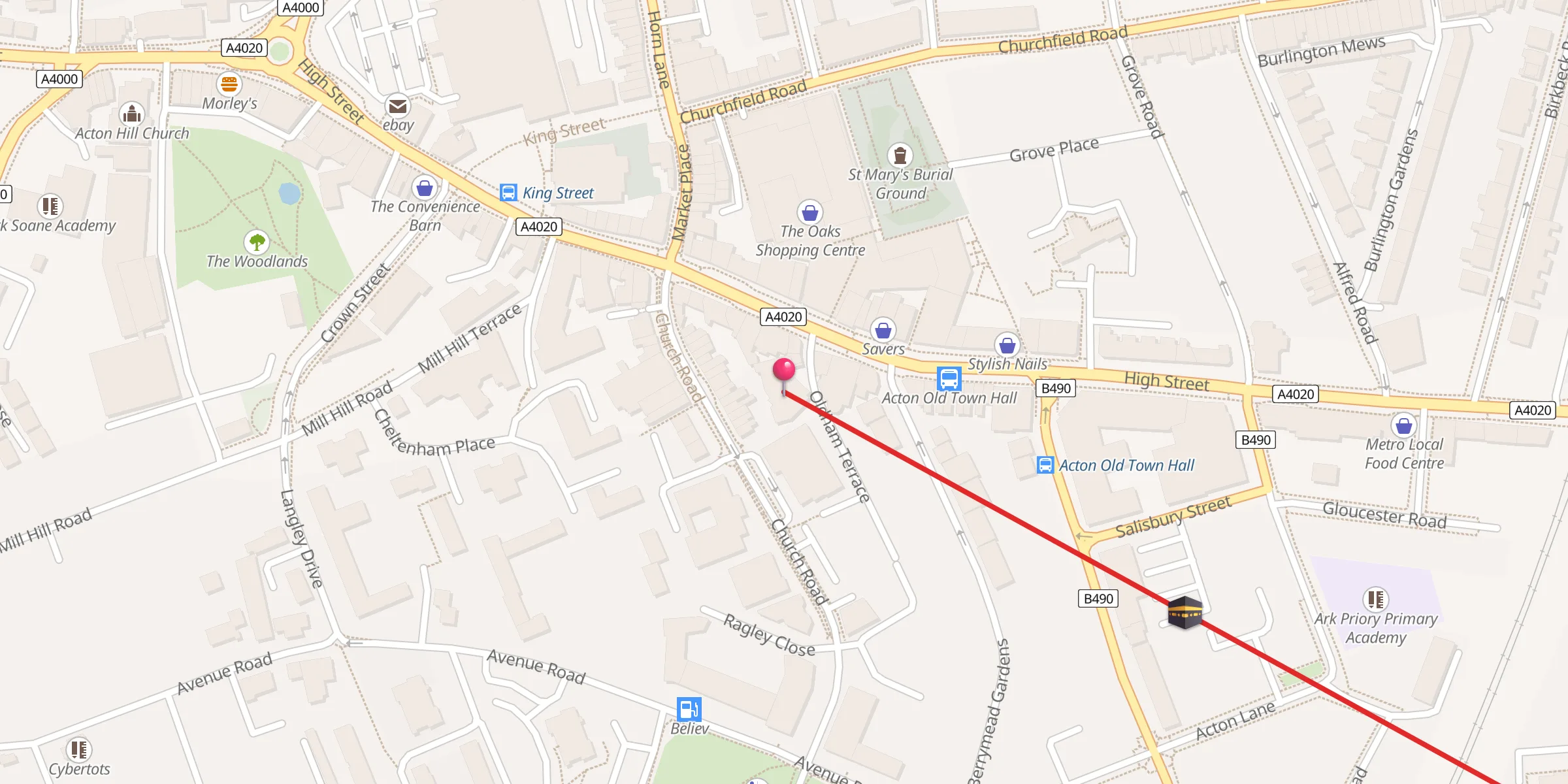 Carte de localisation : Acton Mosque
