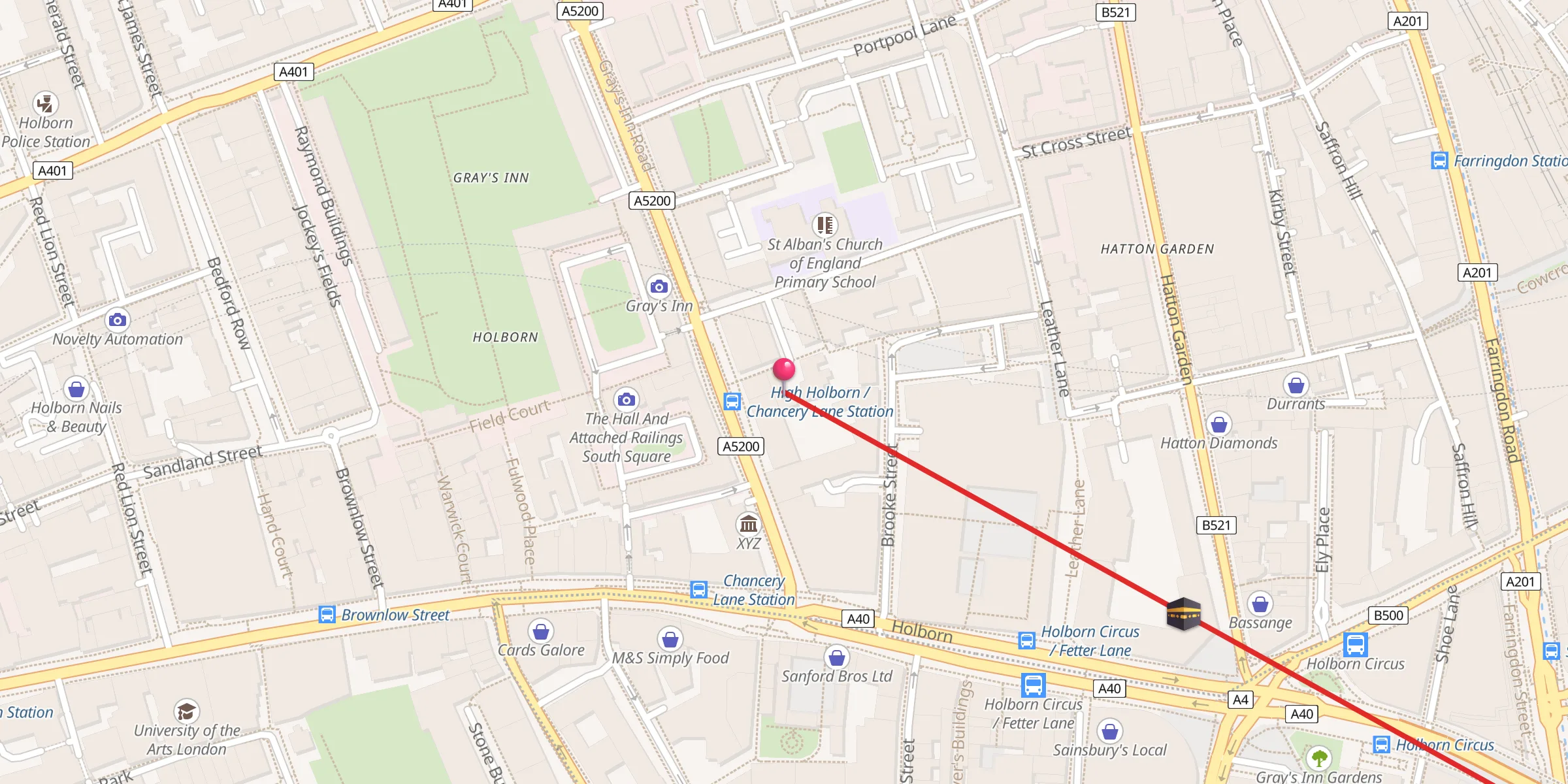 Carte de localisation : Holborn Muslim Community & Welfare Association