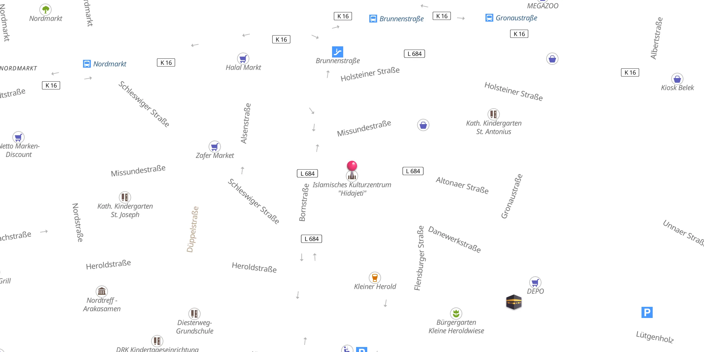 Carte de localisation : Islamisches Kulturzentrum "Hidajeti"