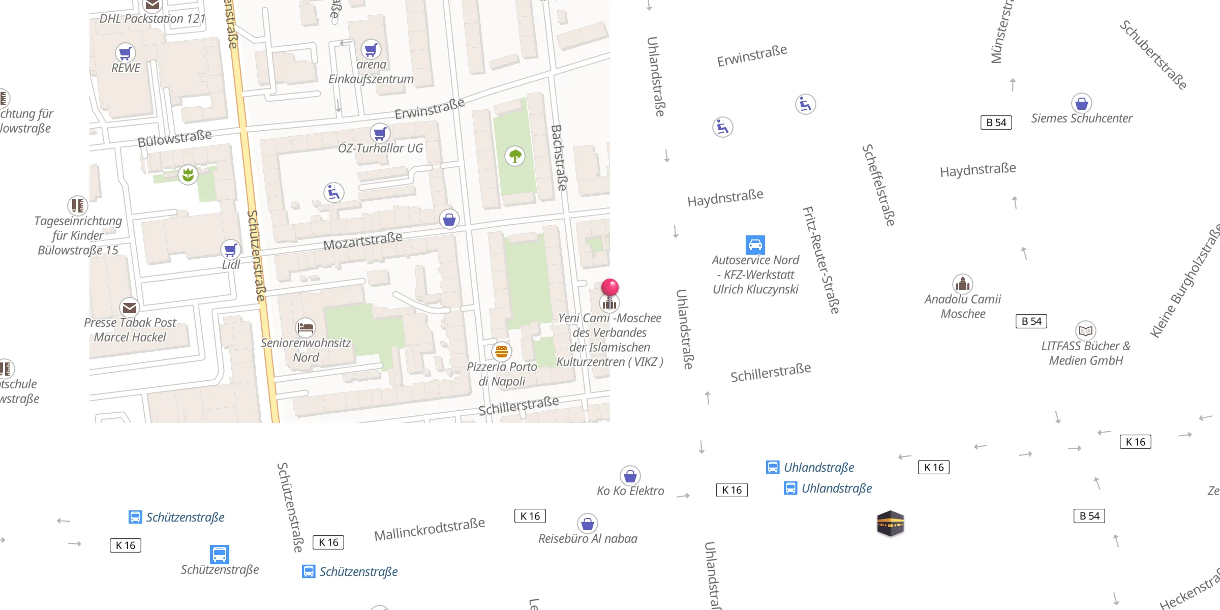 Carte de localisation : Yeni Cami -Moschee des Verbandes der Islamischen Kulturzentren ( VIKZ )