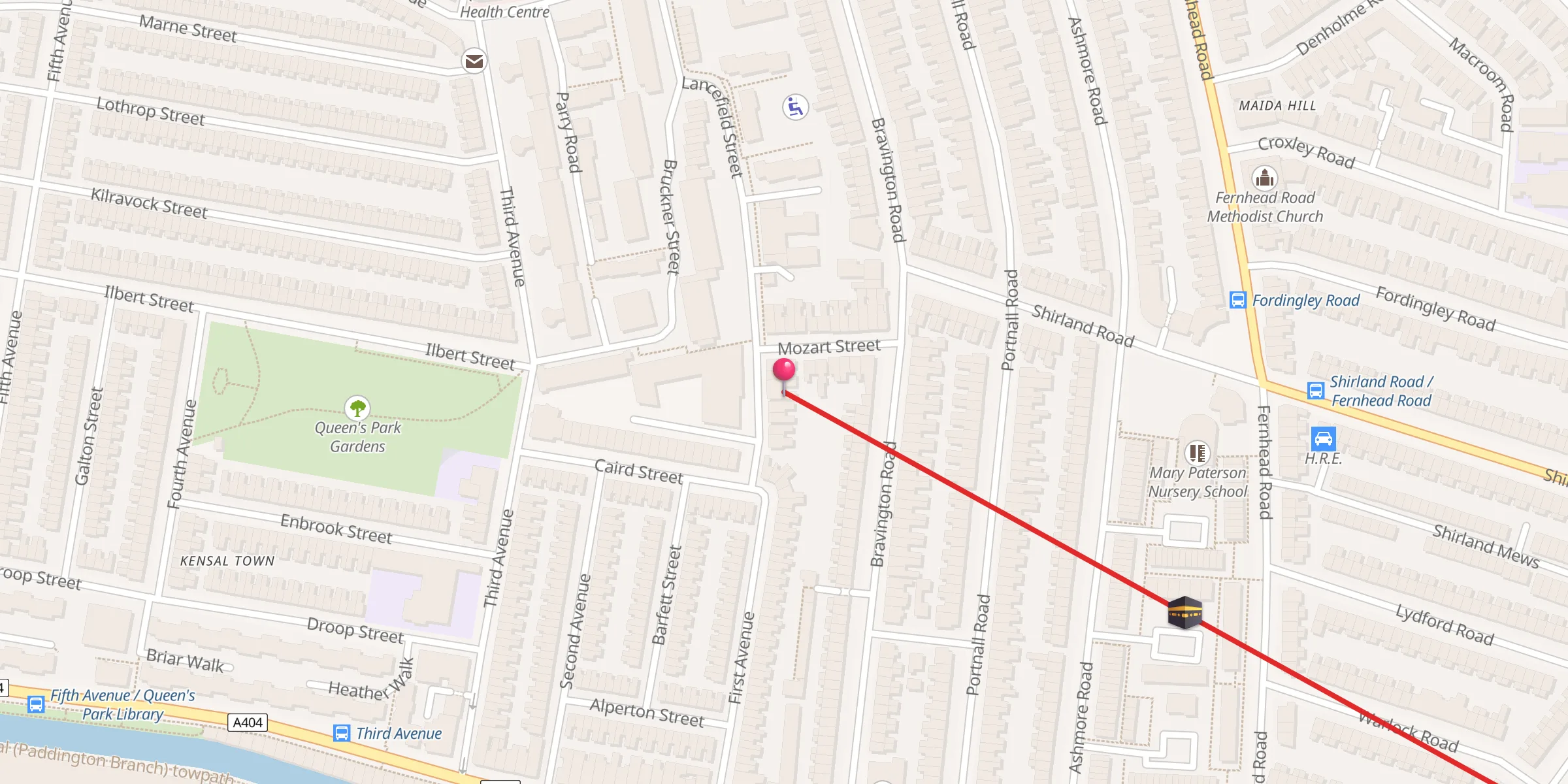 Carte de localisation : Harrow Road Jamme Mosque
