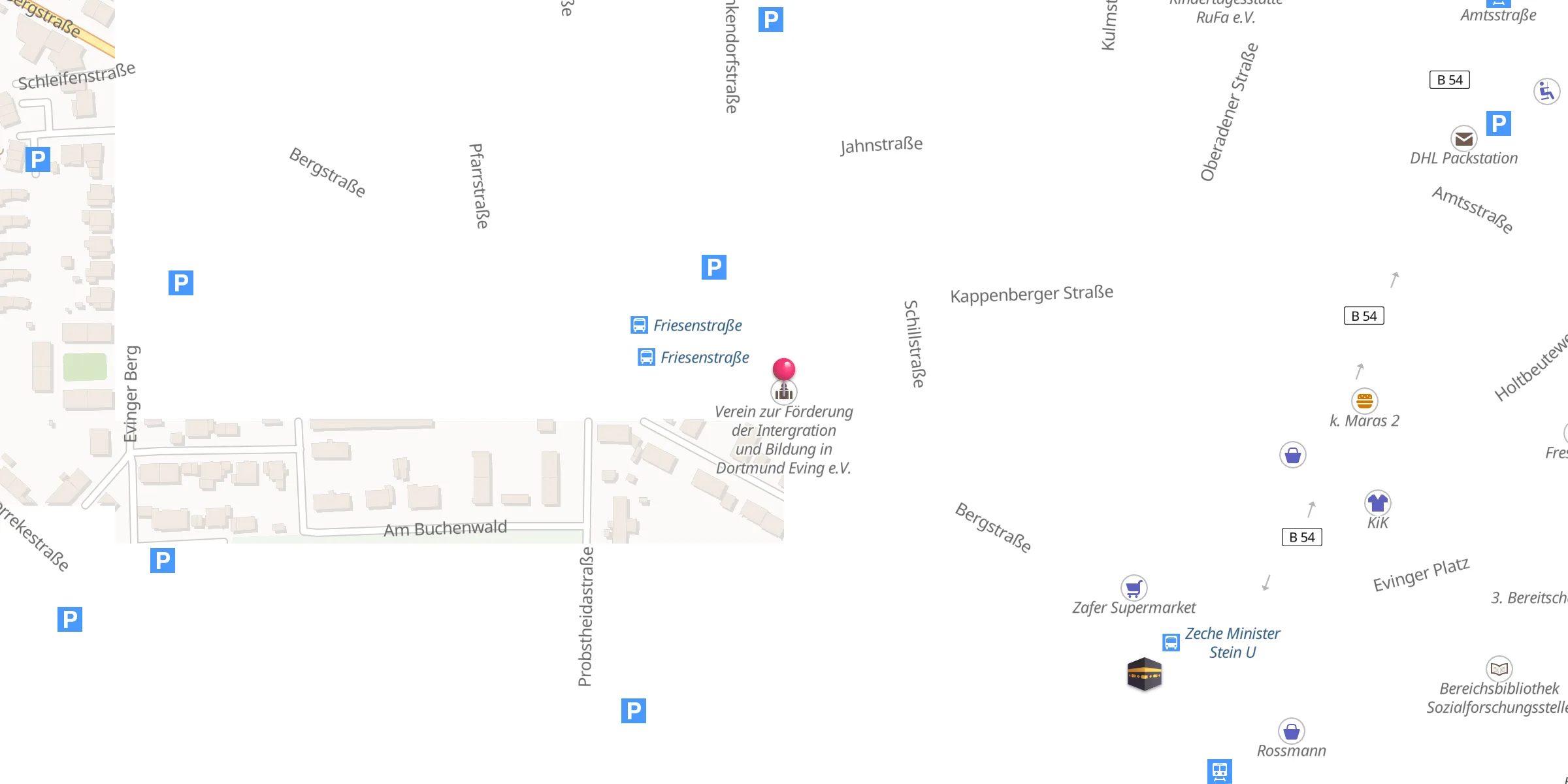 Carte de localisation : Verein zur Förderung der Intergration und Bildung in Dortmund Eving e.V.