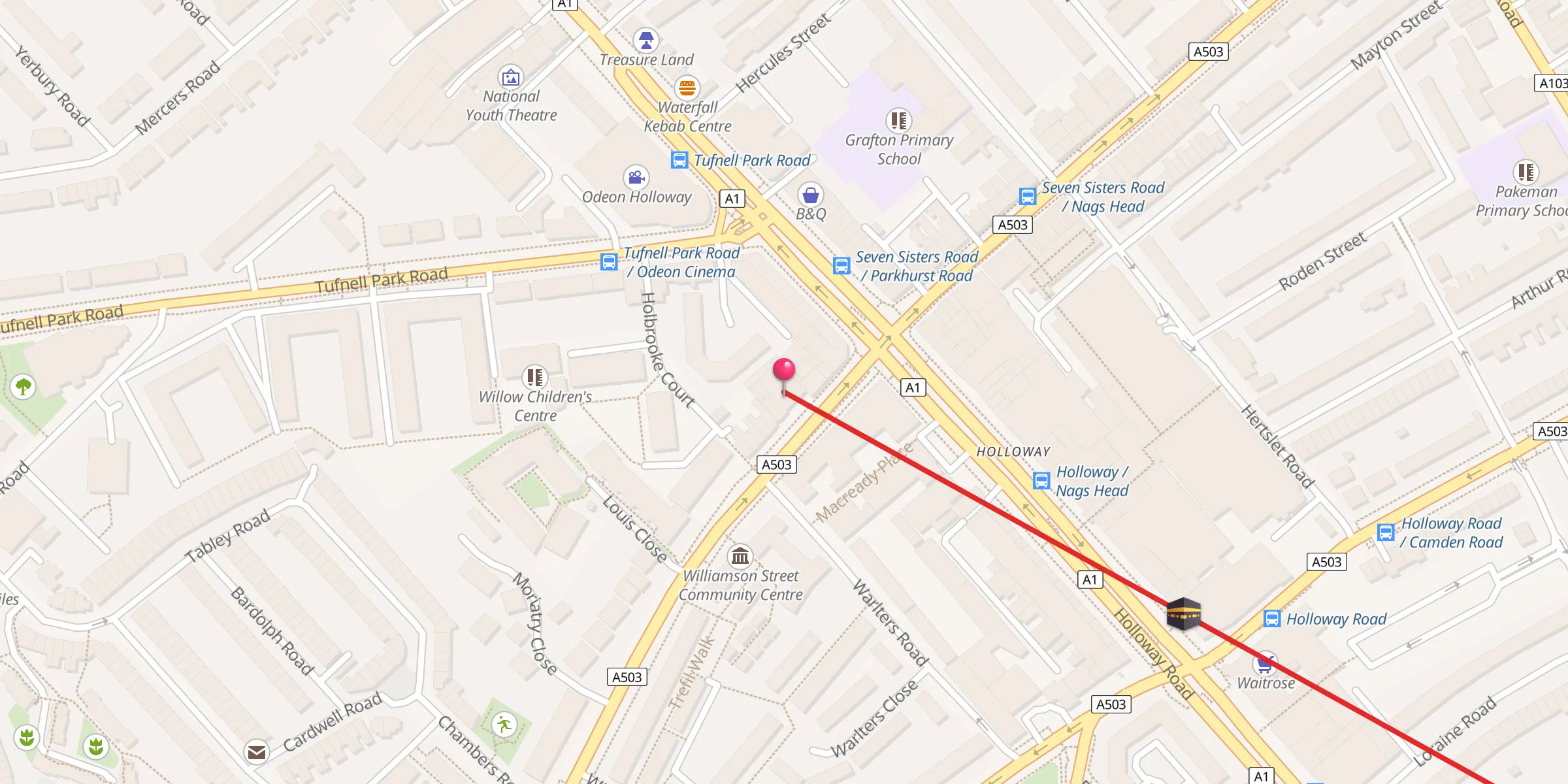 Carte de localisation : Al-Risaalah Mosque & Islington Islamic Centre