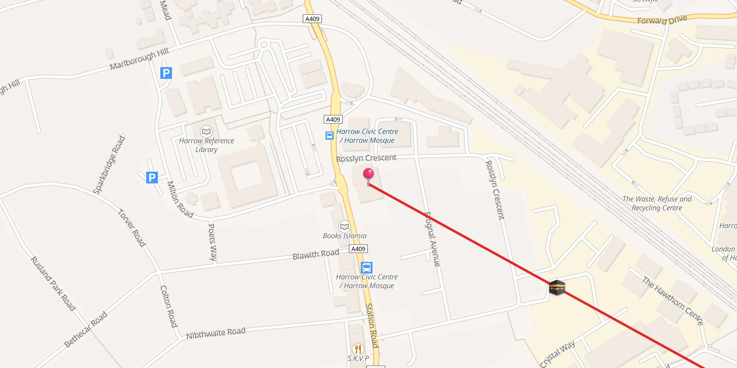 Carte de localisation : Harrow Central Mosque