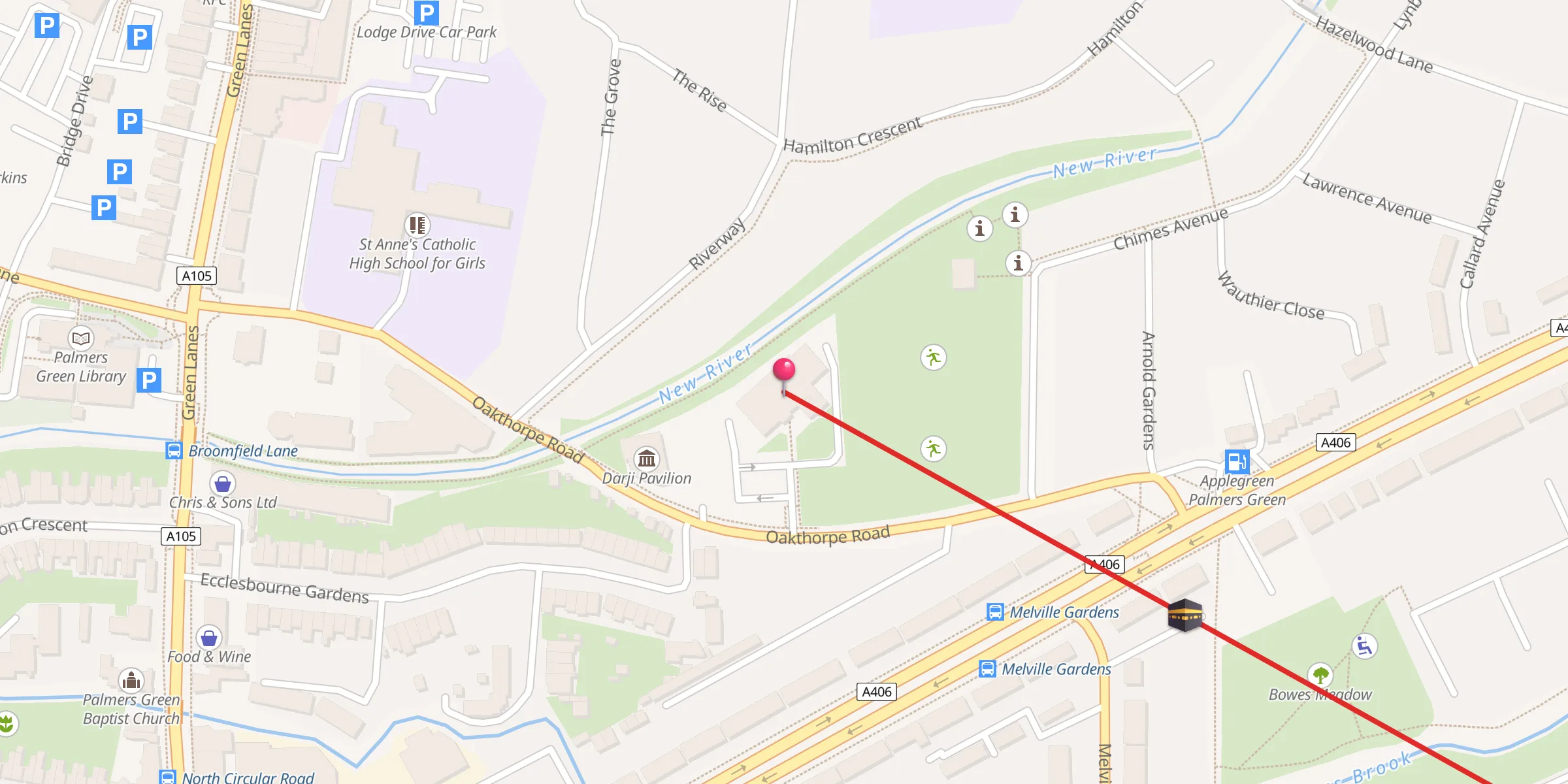 Carte de localisation : Palmers Green Mosque