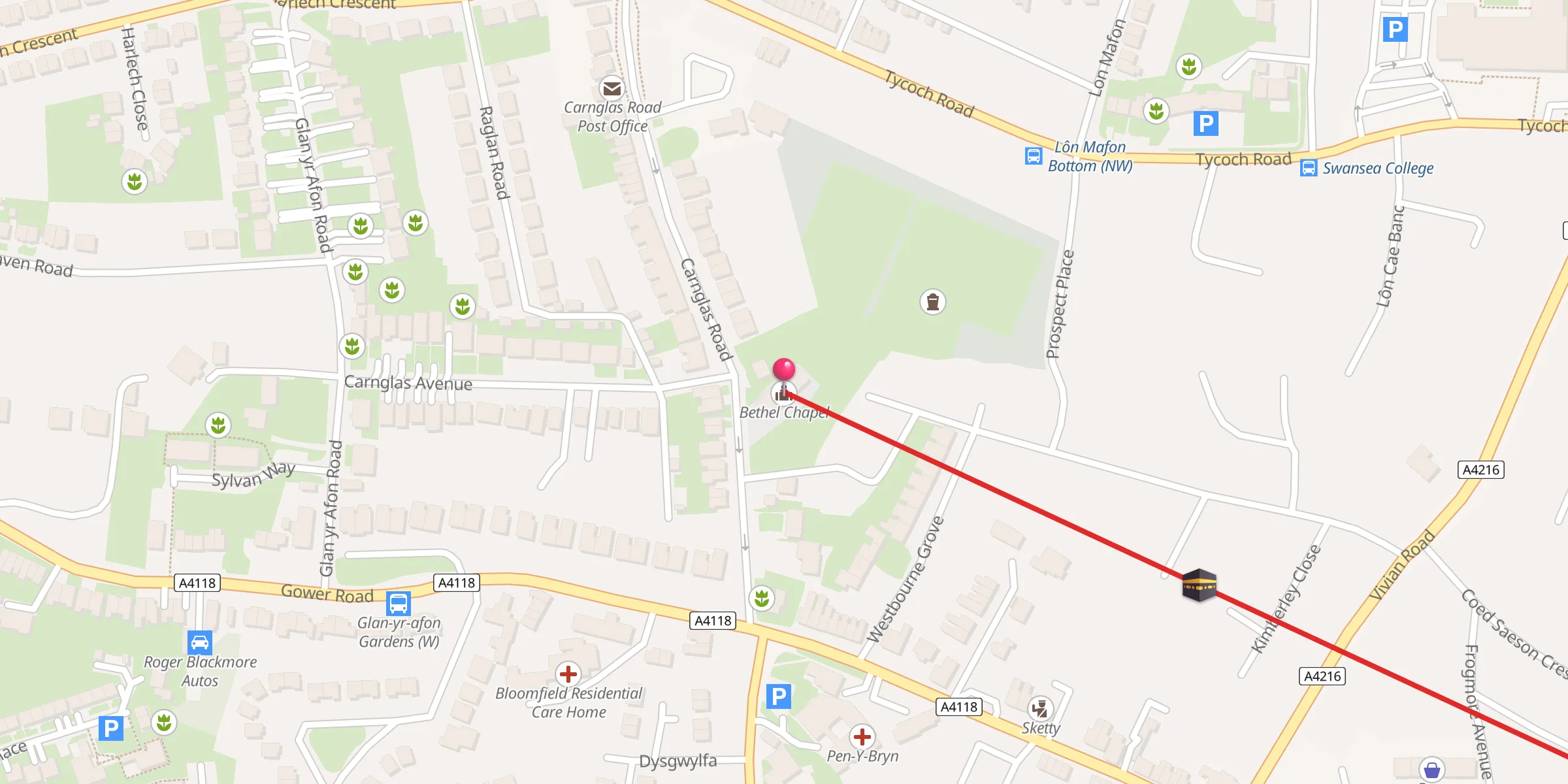 Carte de localisation : Bethel Chapel