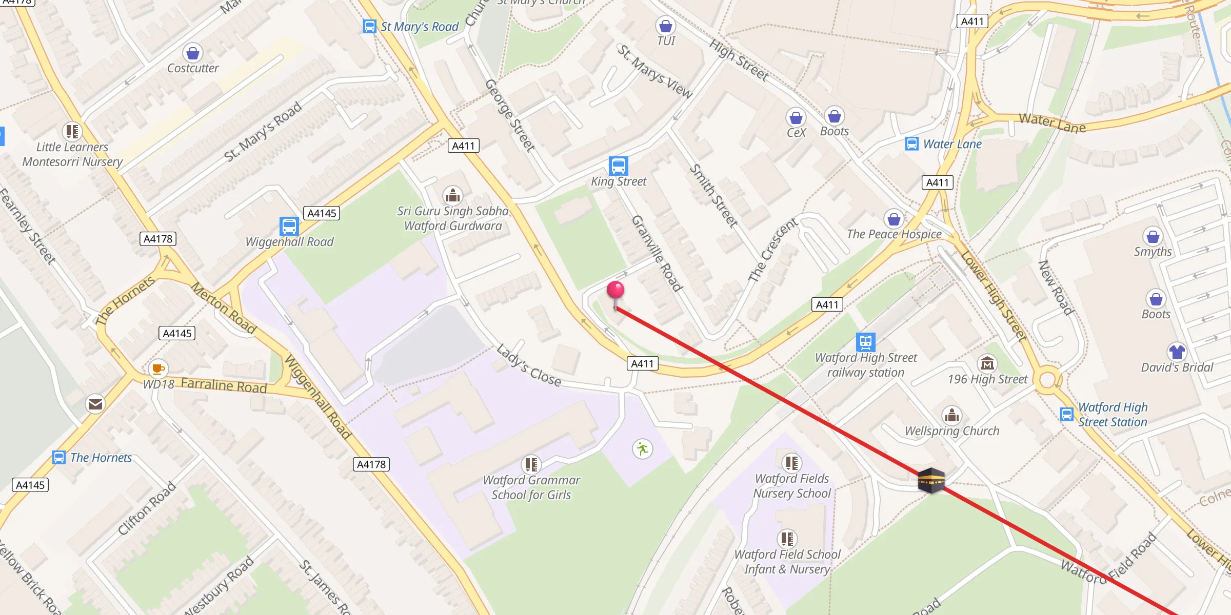 Carte de localisation : Watford Jamia Masjid