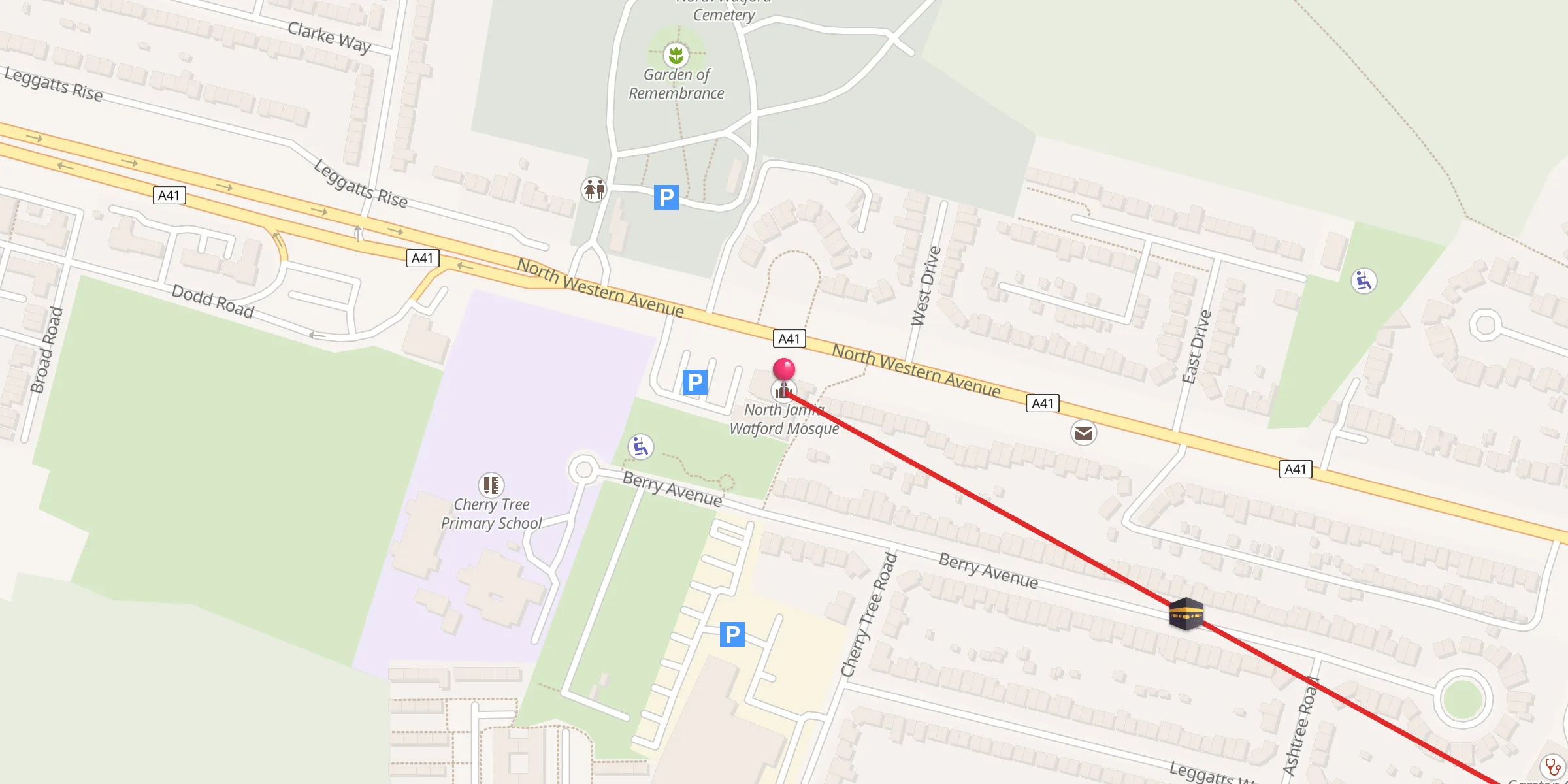 Carte de localisation : North Jamia Watford Mosque