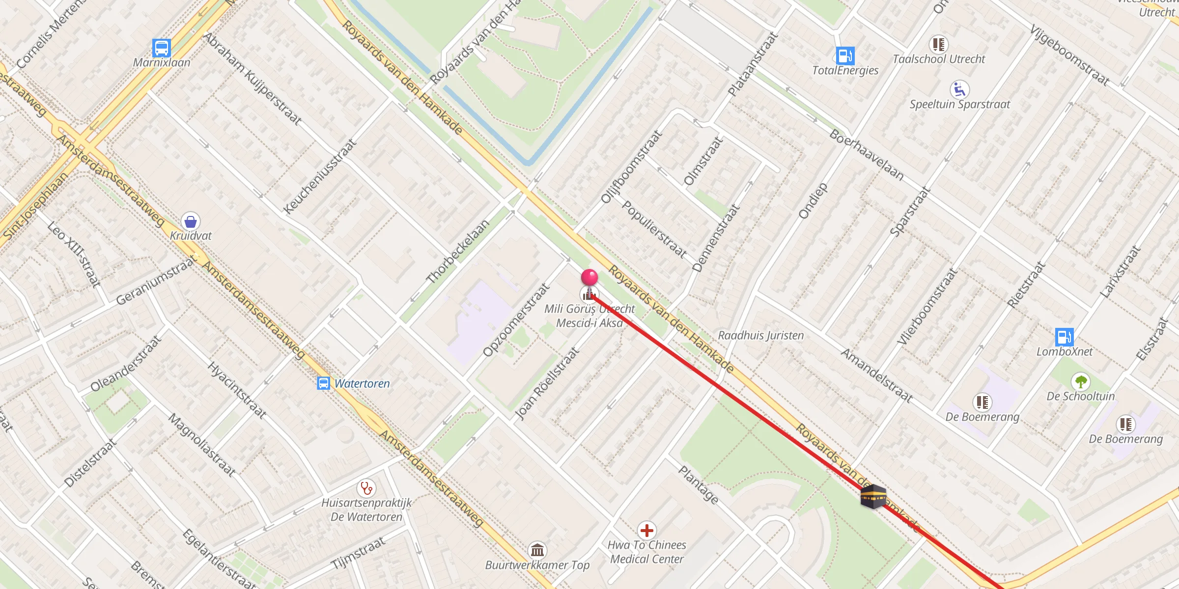 Carte de localisation : Mili Görüş Utrecht Mescid-i Aksa
