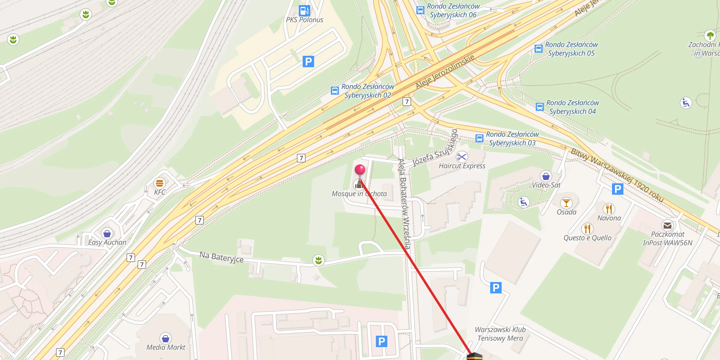 Carte de localisation : Ośrodek Kultury Muzułmańskiej w Warszawie