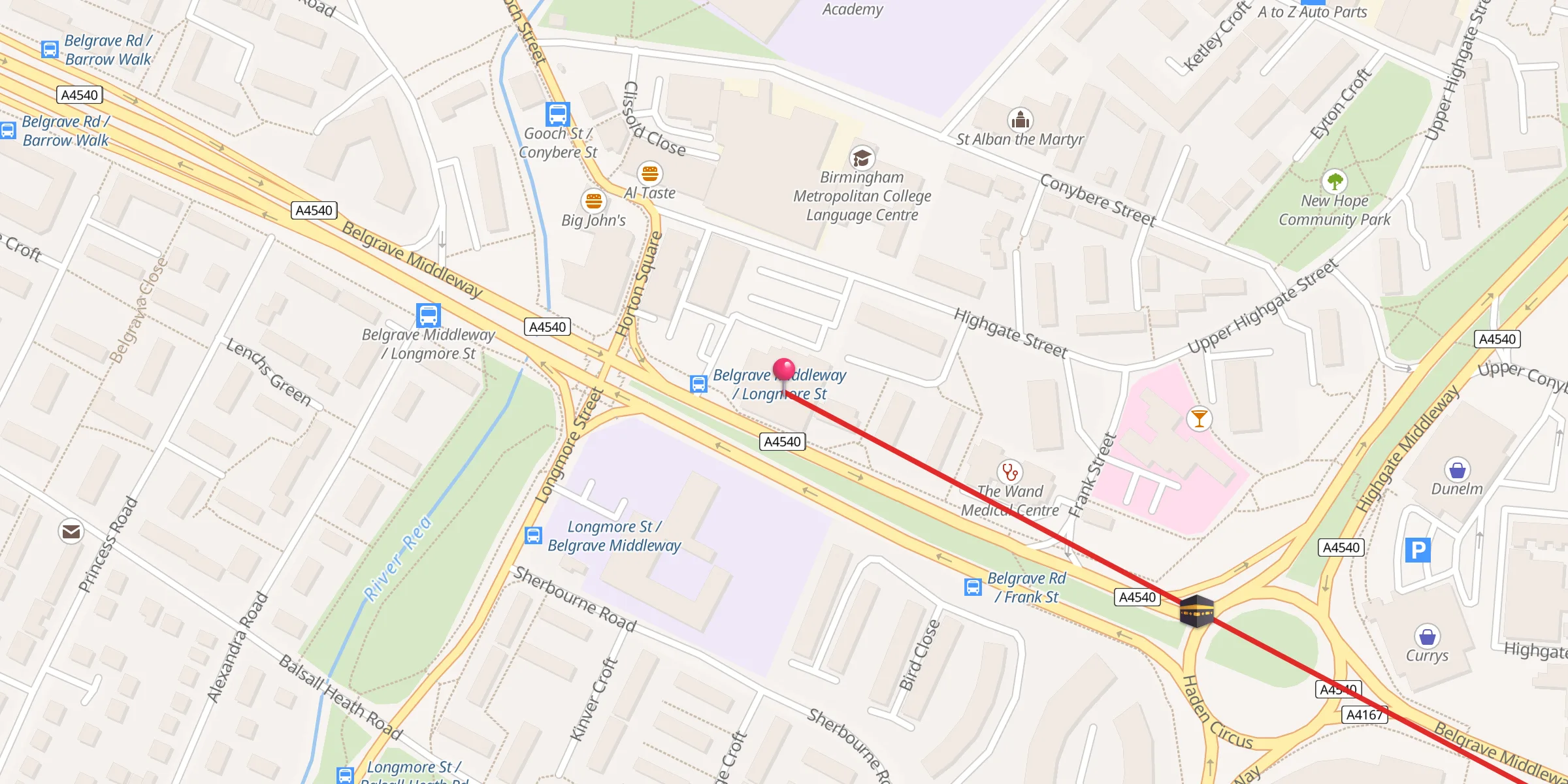Carte de localisation : Birmingham Central Mosque