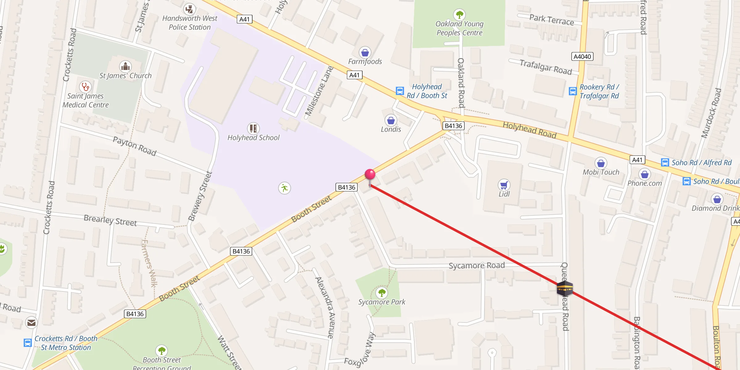 Carte de localisation : Handsworth Mosque & IslamicCentre