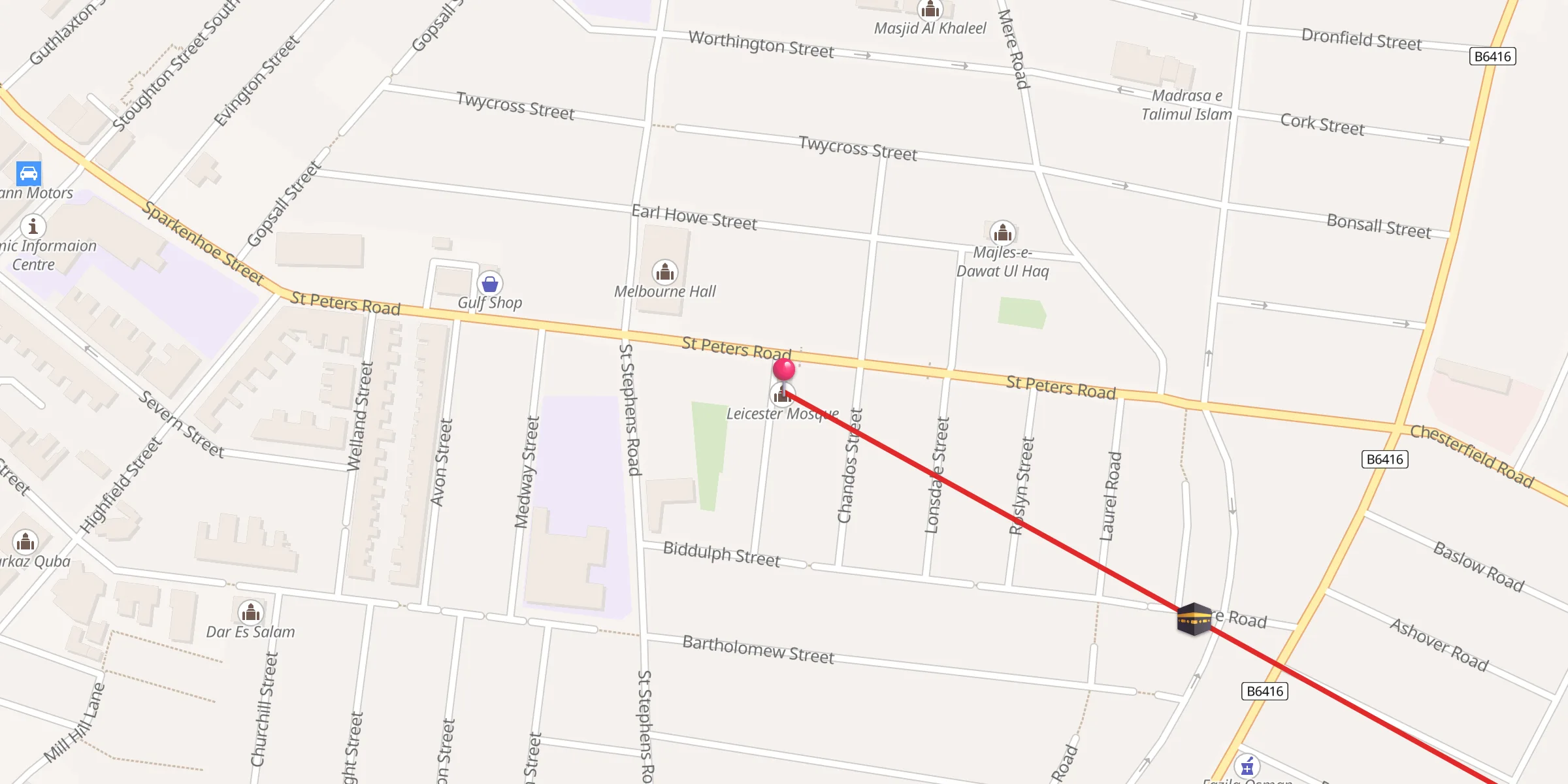 Carte de localisation : Leicester Mosque