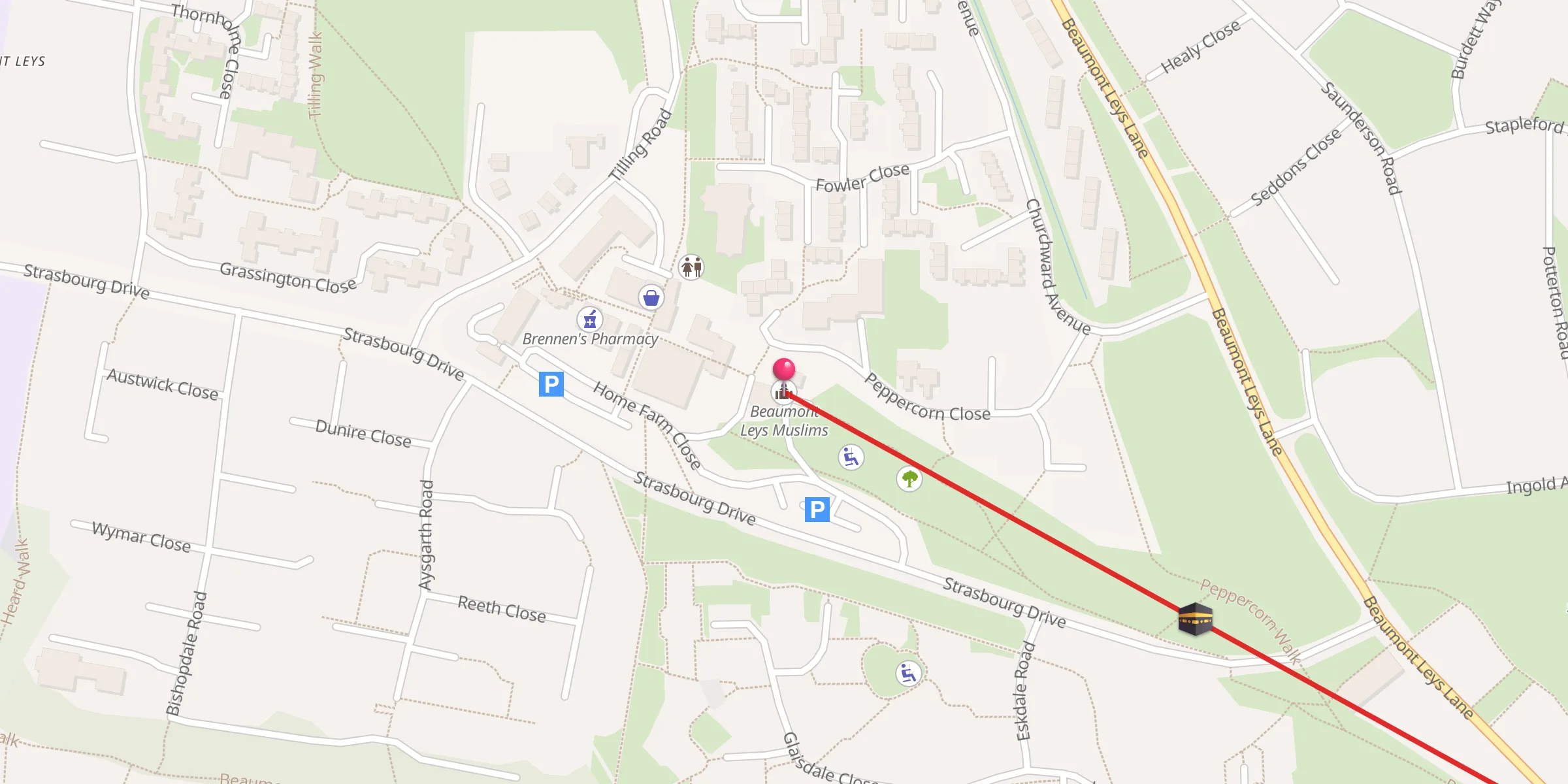 Carte de localisation : Beaumont Leys Muslims