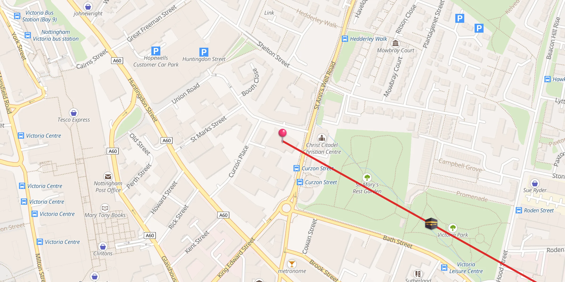 Carte de localisation : Nottingham Islamic Centre