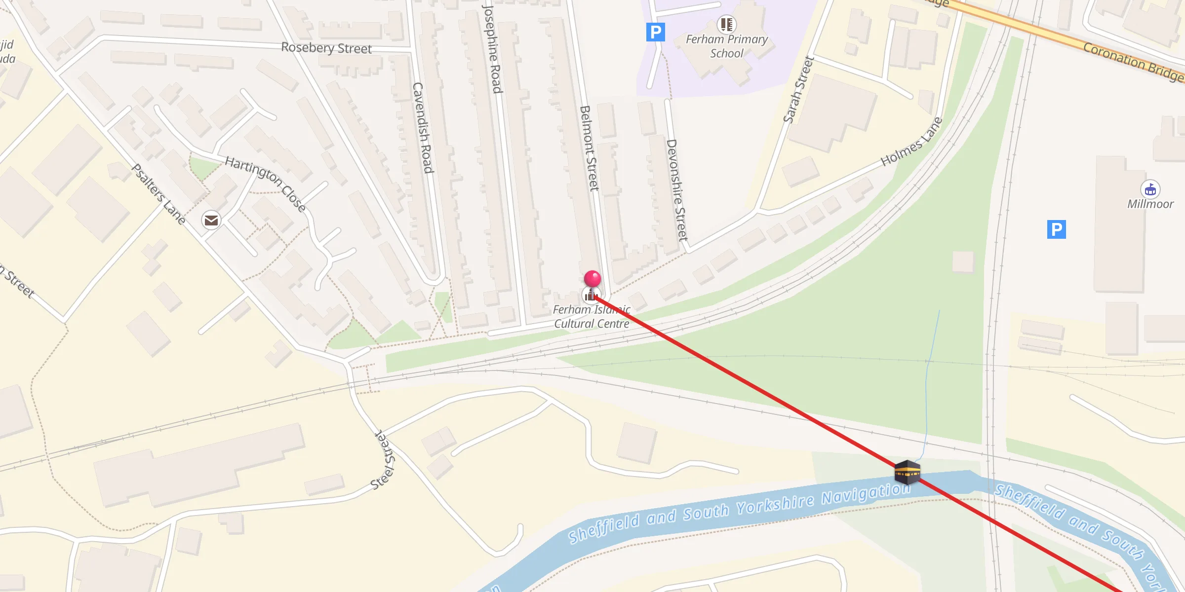 Carte de localisation : Ferham Islamic Cultural Centre