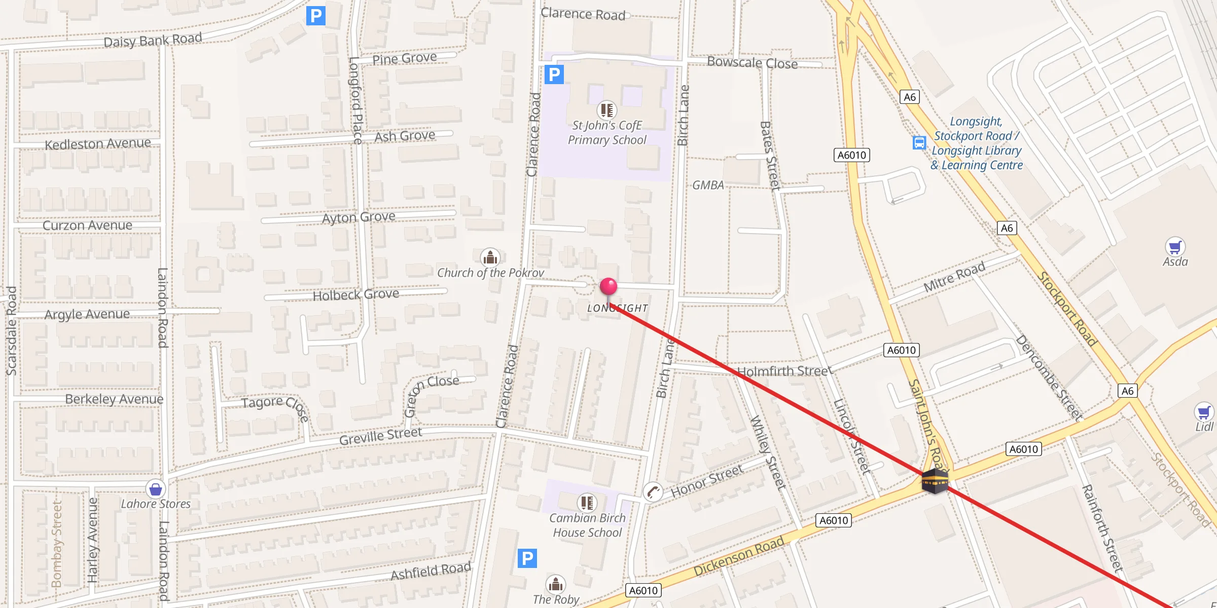 Carte de localisation : Manchester Jame Masjid