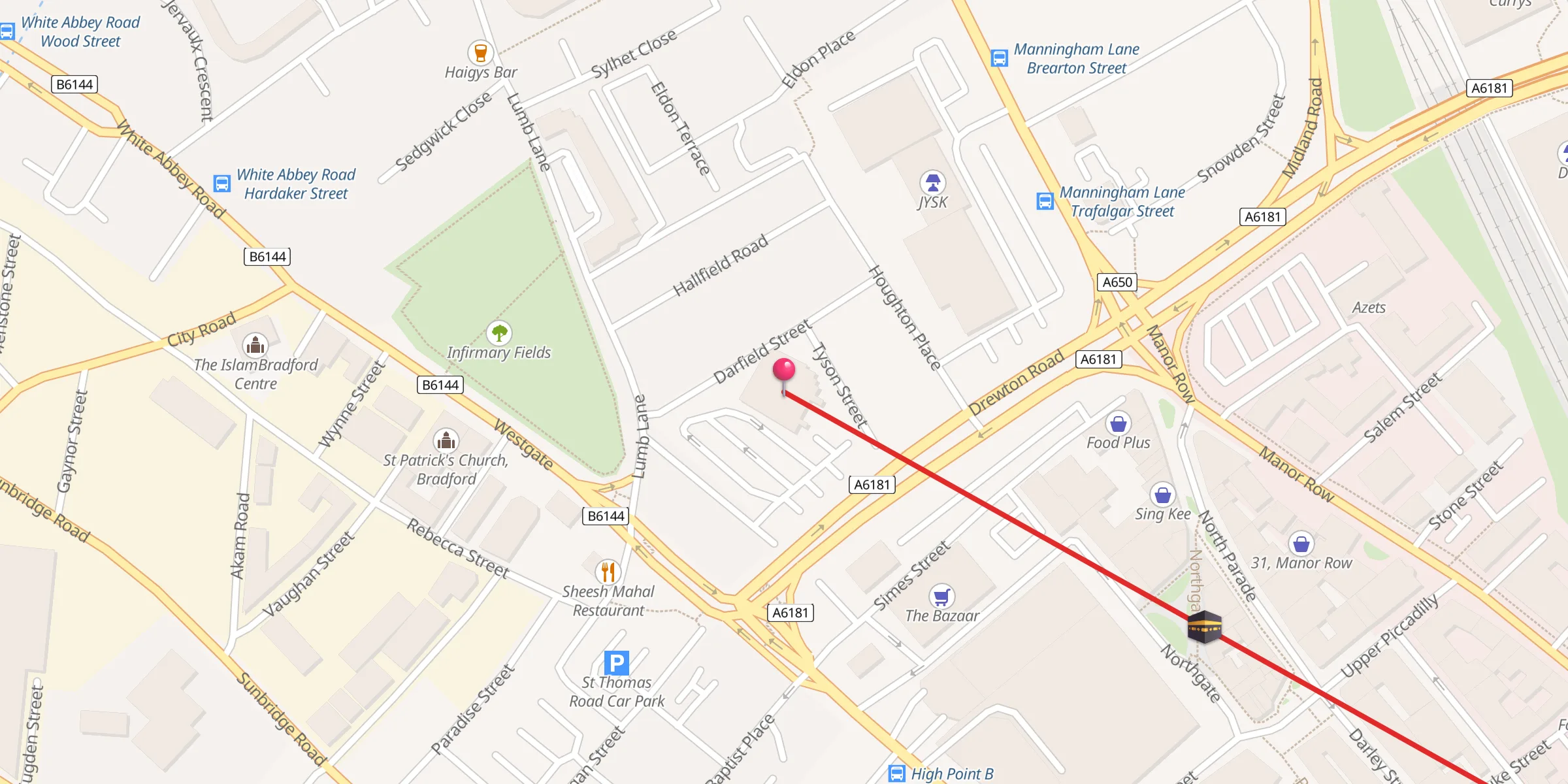 Carte de localisation : Bradford Central Mosque