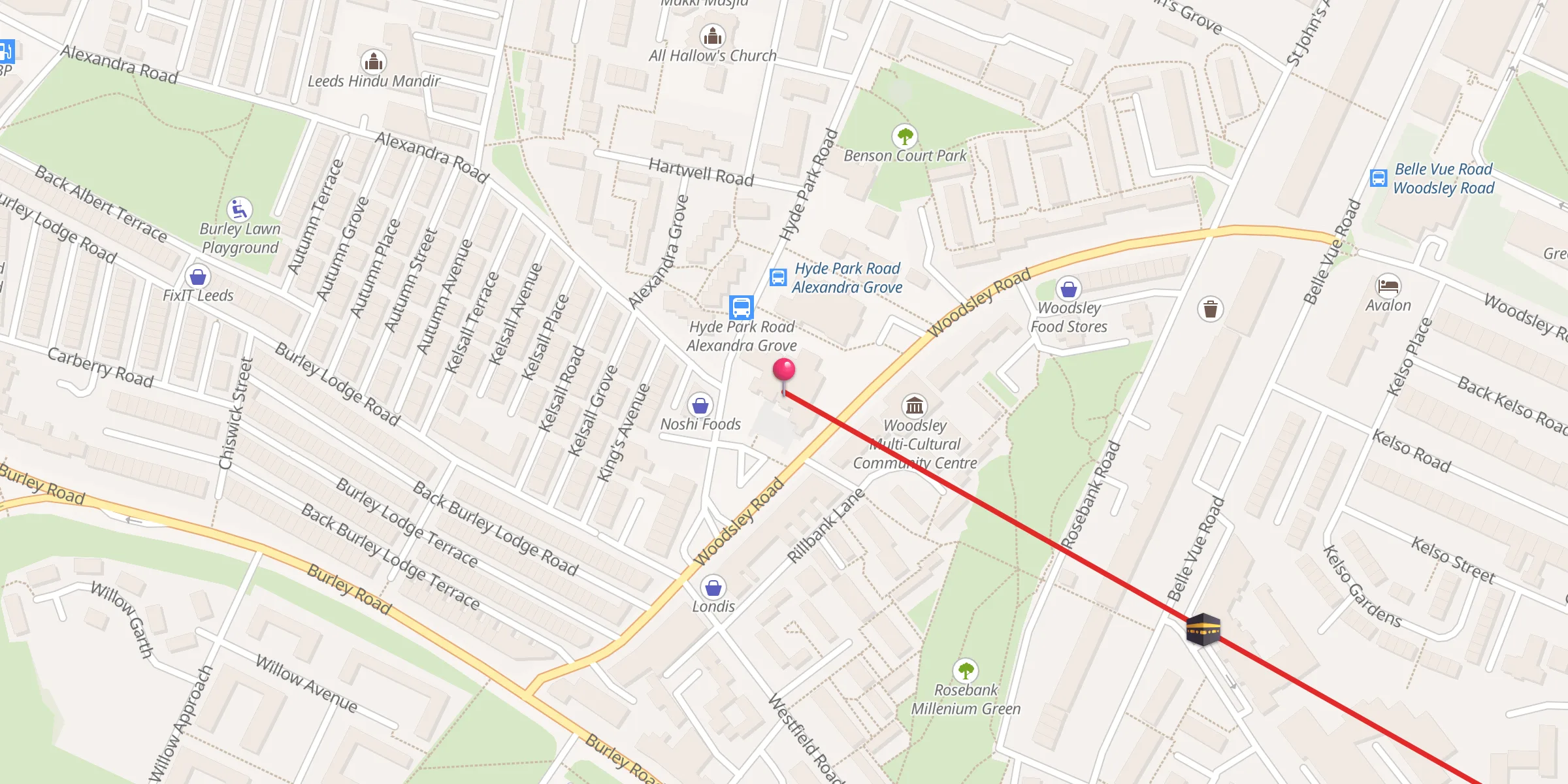 Carte de localisation : Leeds Grand Mosque