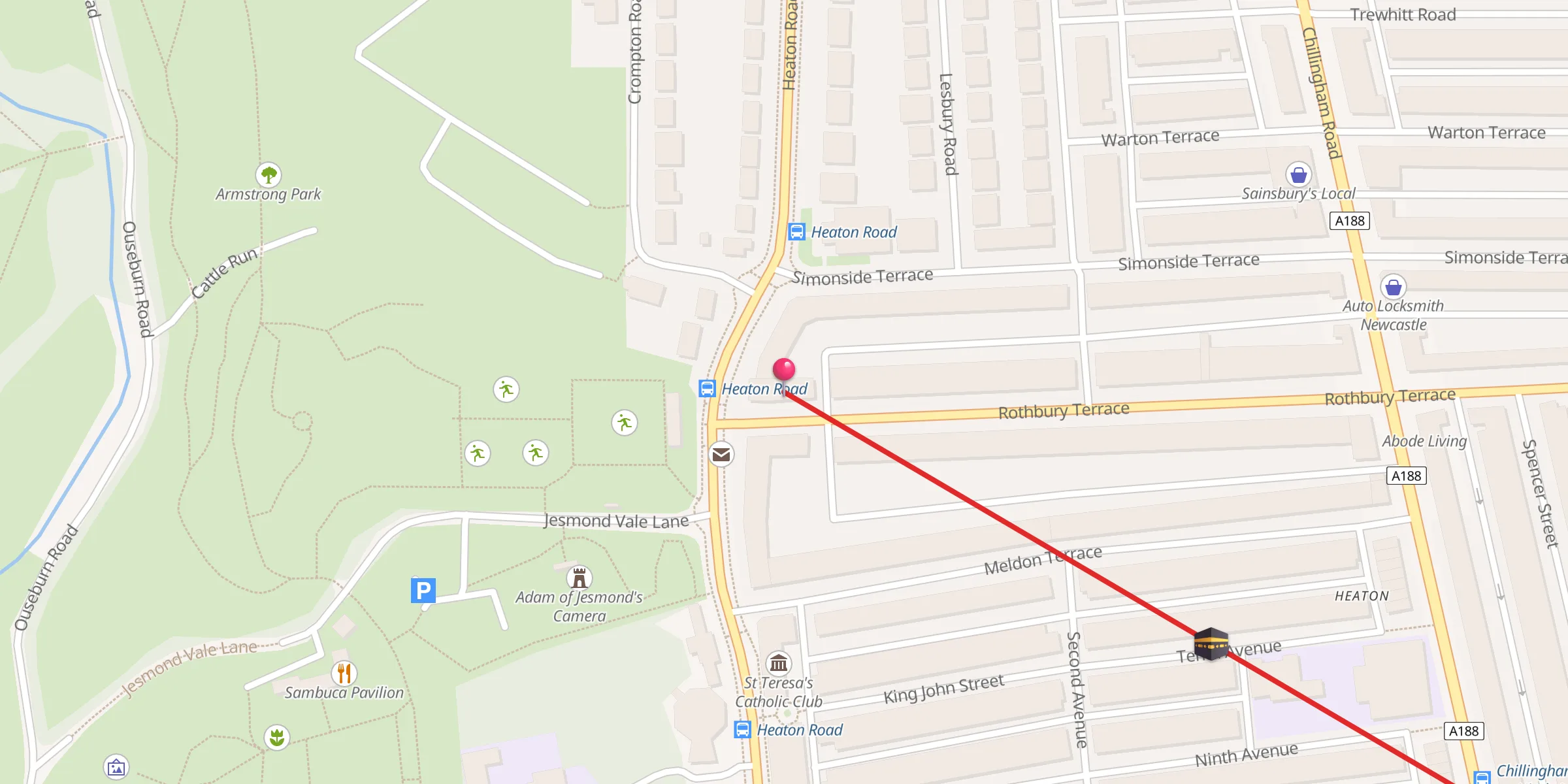 Carte de localisation : Heaton Mosque & Islamic Centre