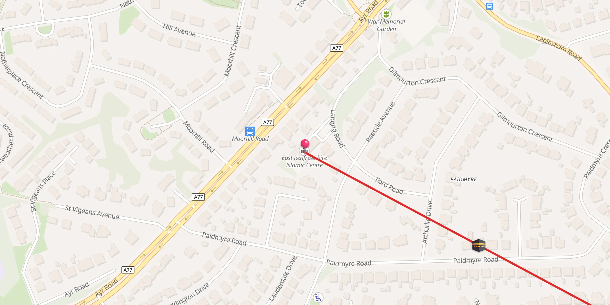 Carte de localisation : East Renfrewshire Islamic Centre