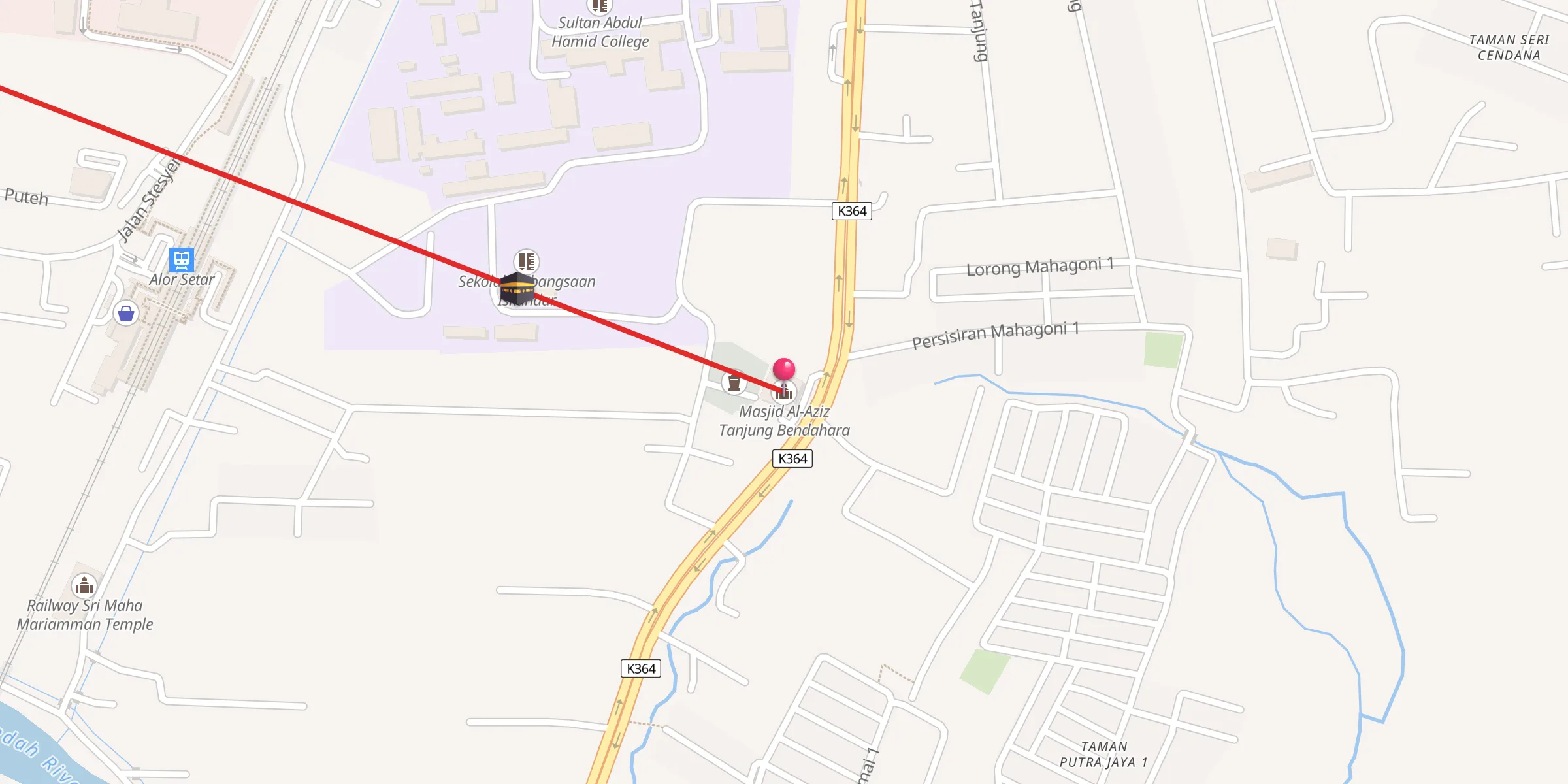 Carte de localisation : Masjid Al-Aziz Tanjung Bendahara