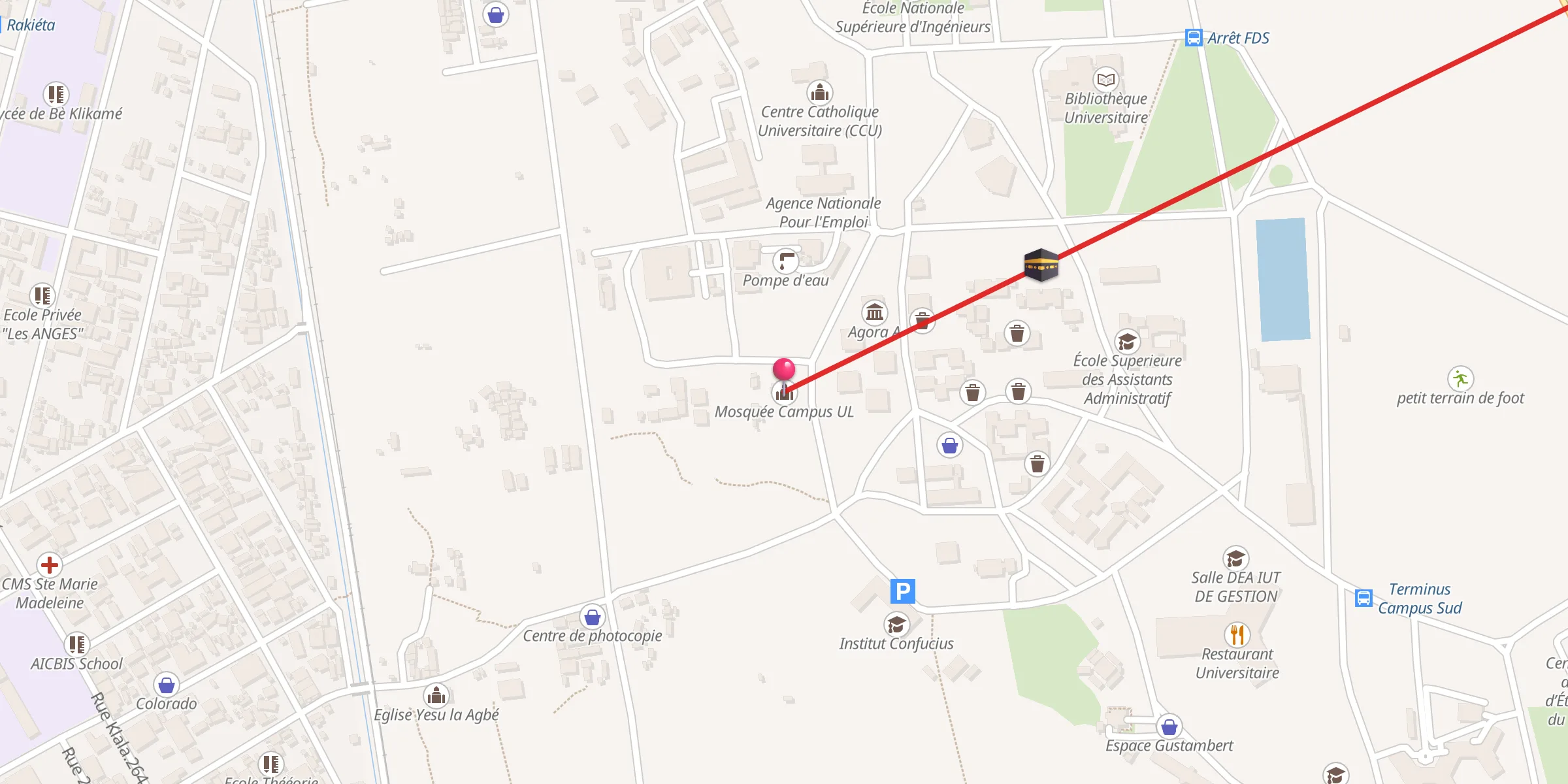 Carte de localisation : Mosquée Campus UL