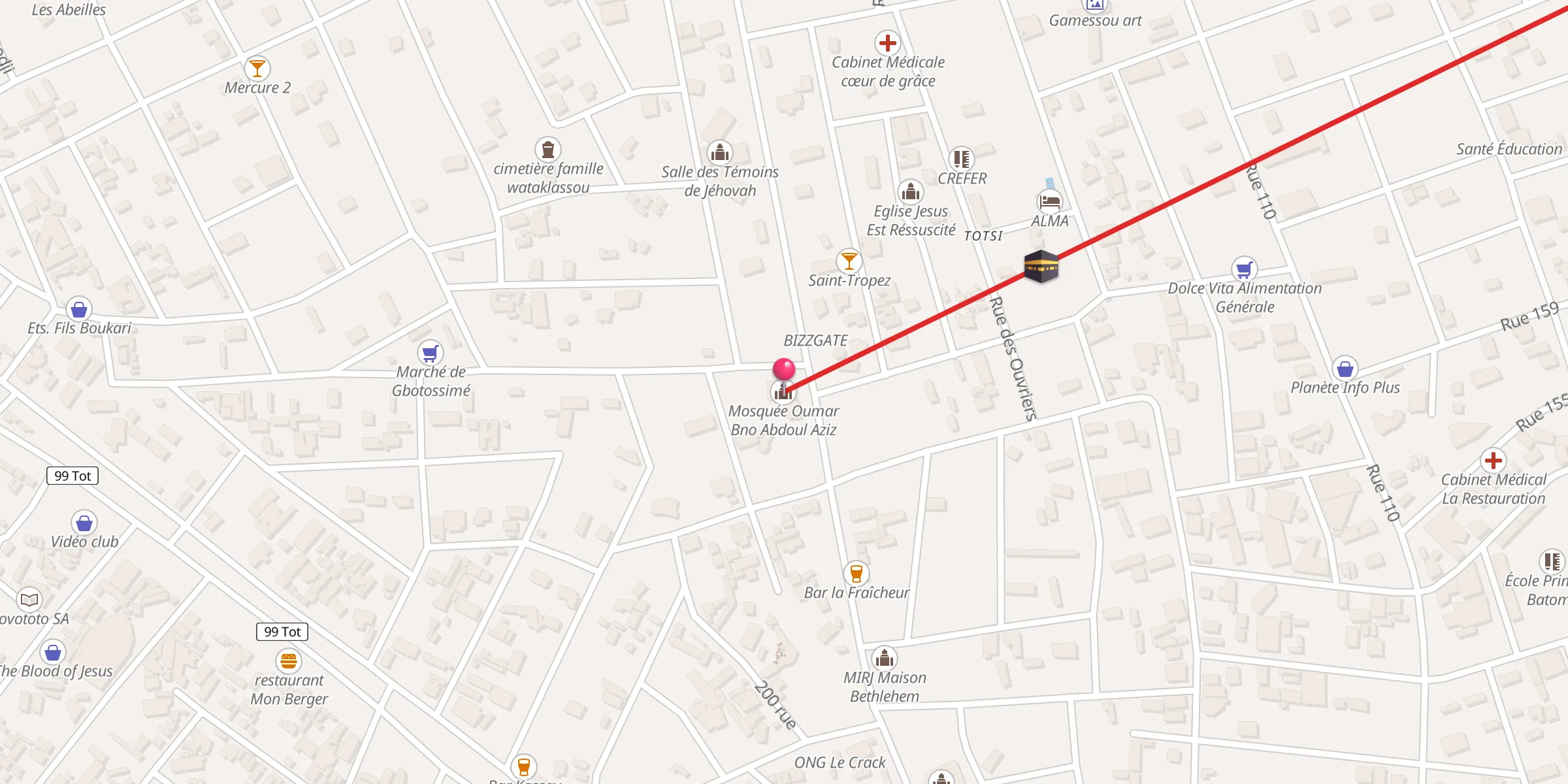 Carte de localisation : Mosquée Oumar Bno Abdoul Aziz