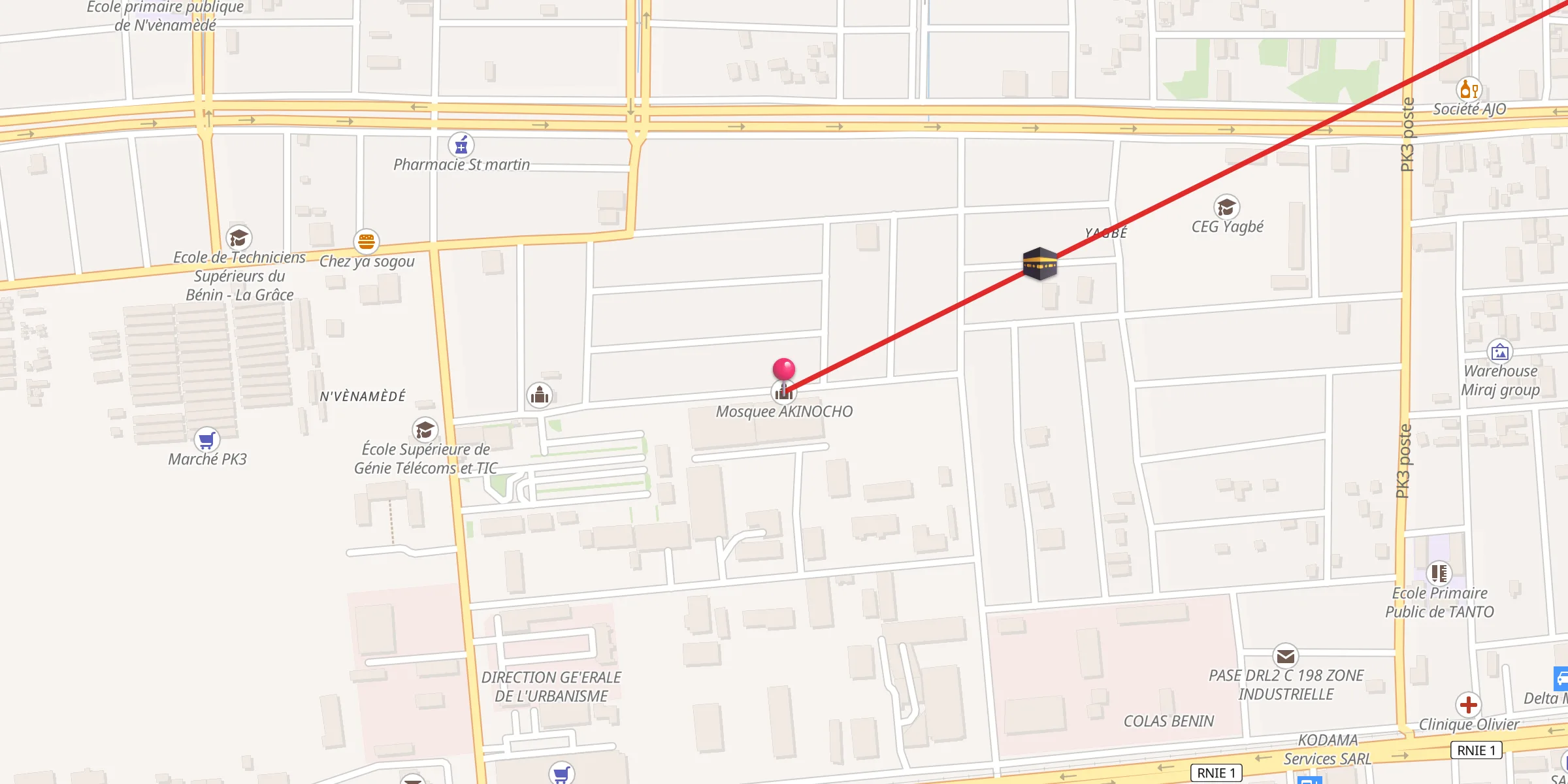 Carte de localisation : Mosquee AKINOCHO