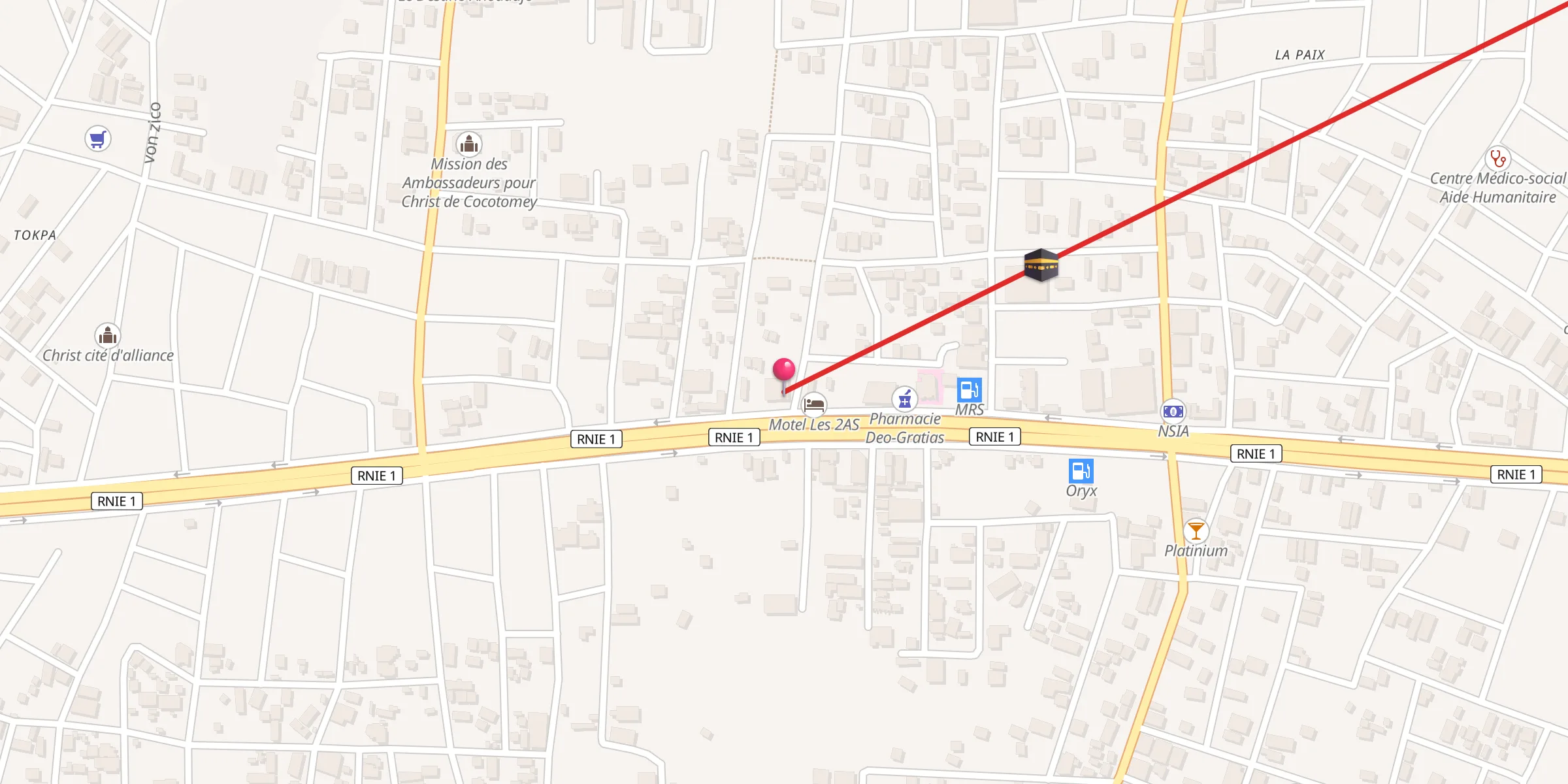 Carte de localisation : Mosquée Centrale de Cocotomey