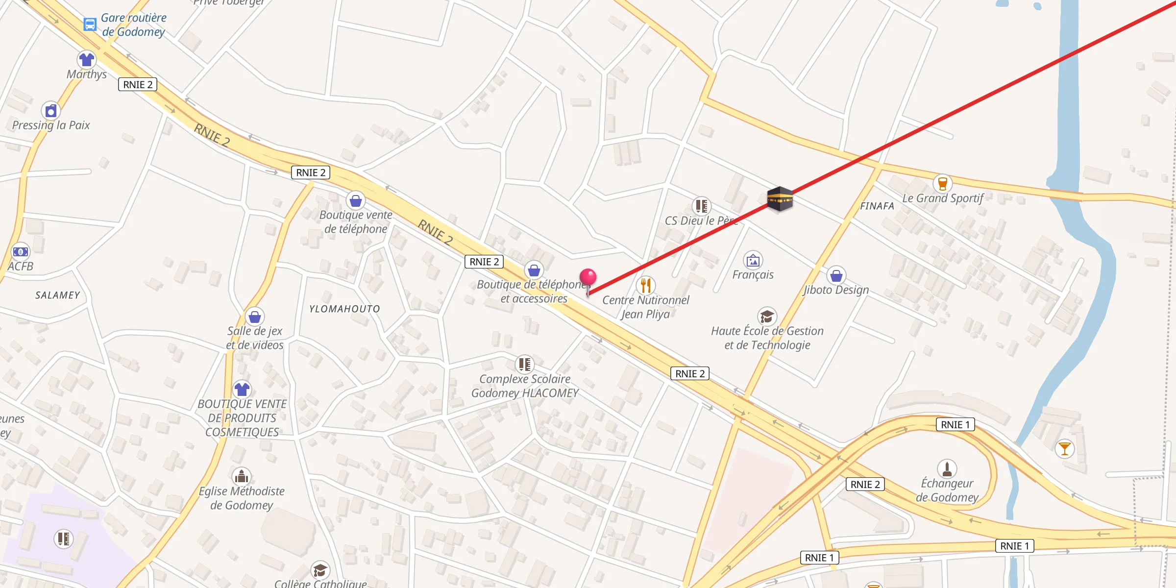Carte de localisation : Mosquée centrale de Godomey