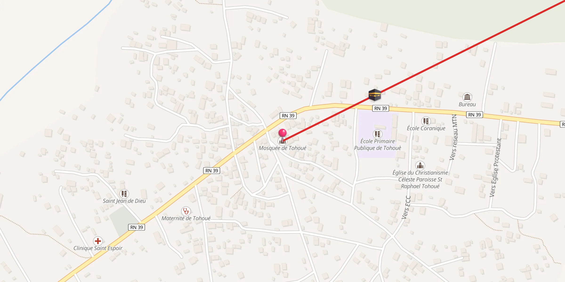 Carte de localisation : Mosquée de Tohoué