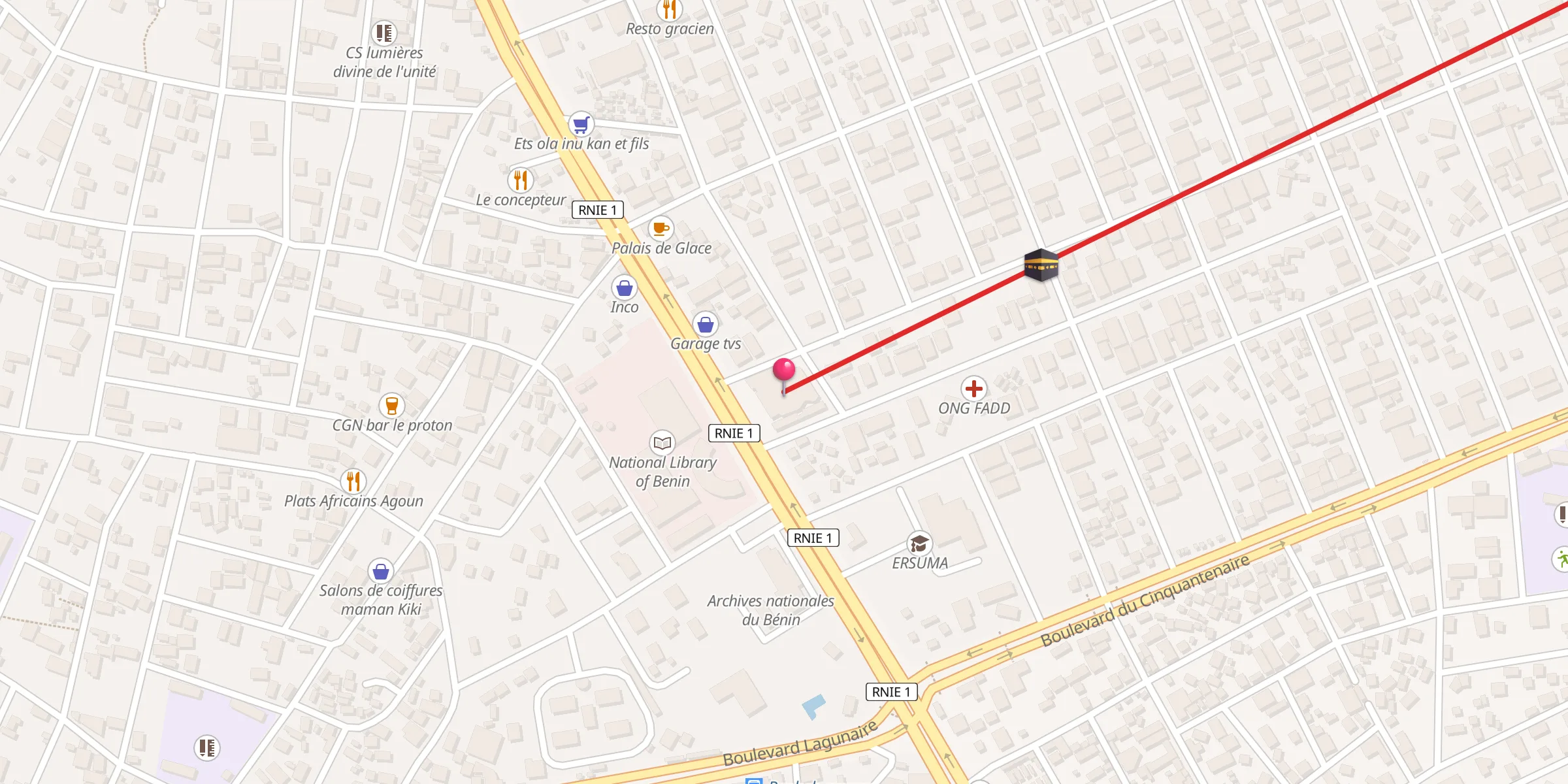 Carte de localisation : Mosquée Centrale d'Ouando