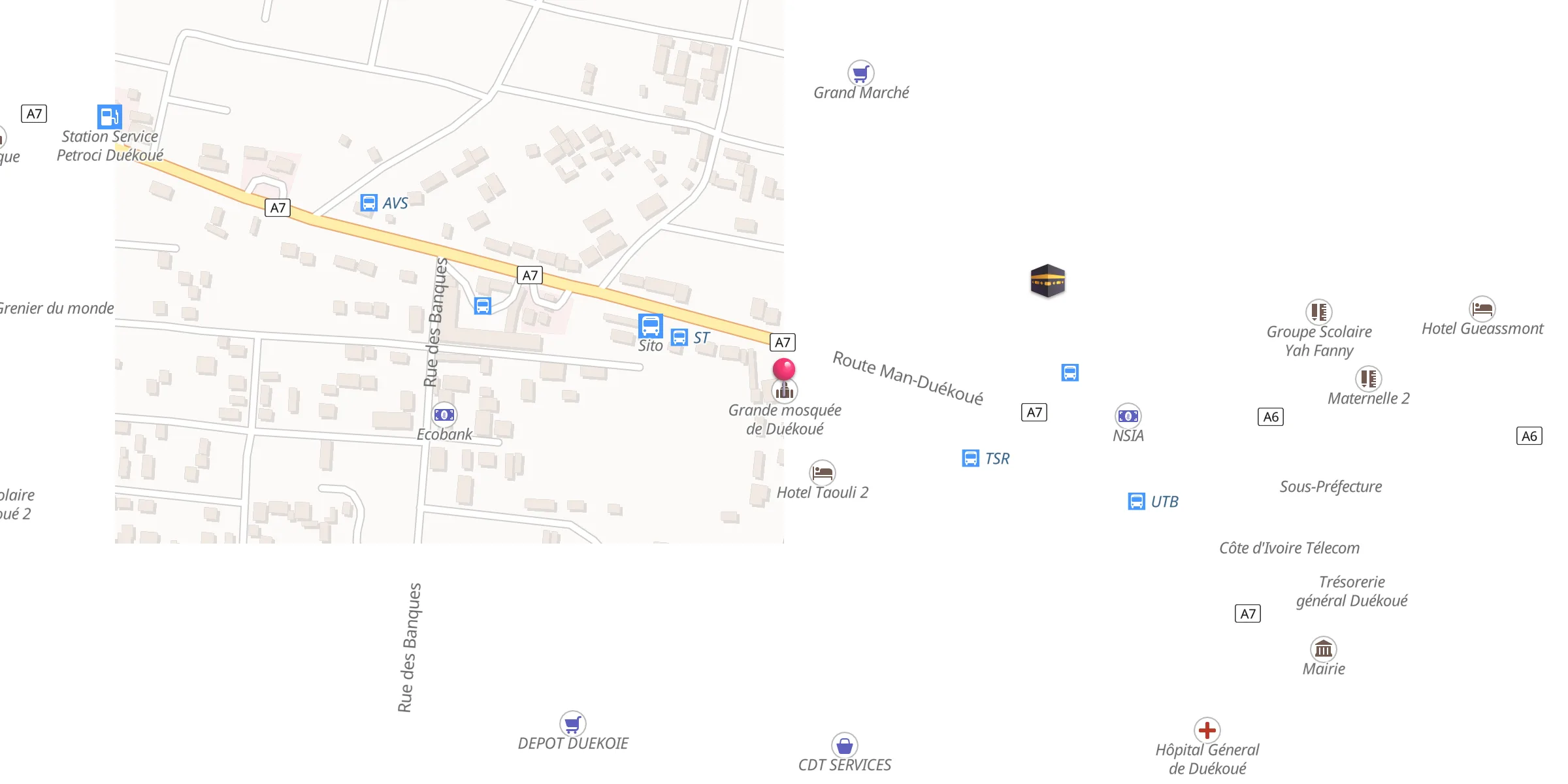 Carte de localisation : Grande mosquée de Duékoué