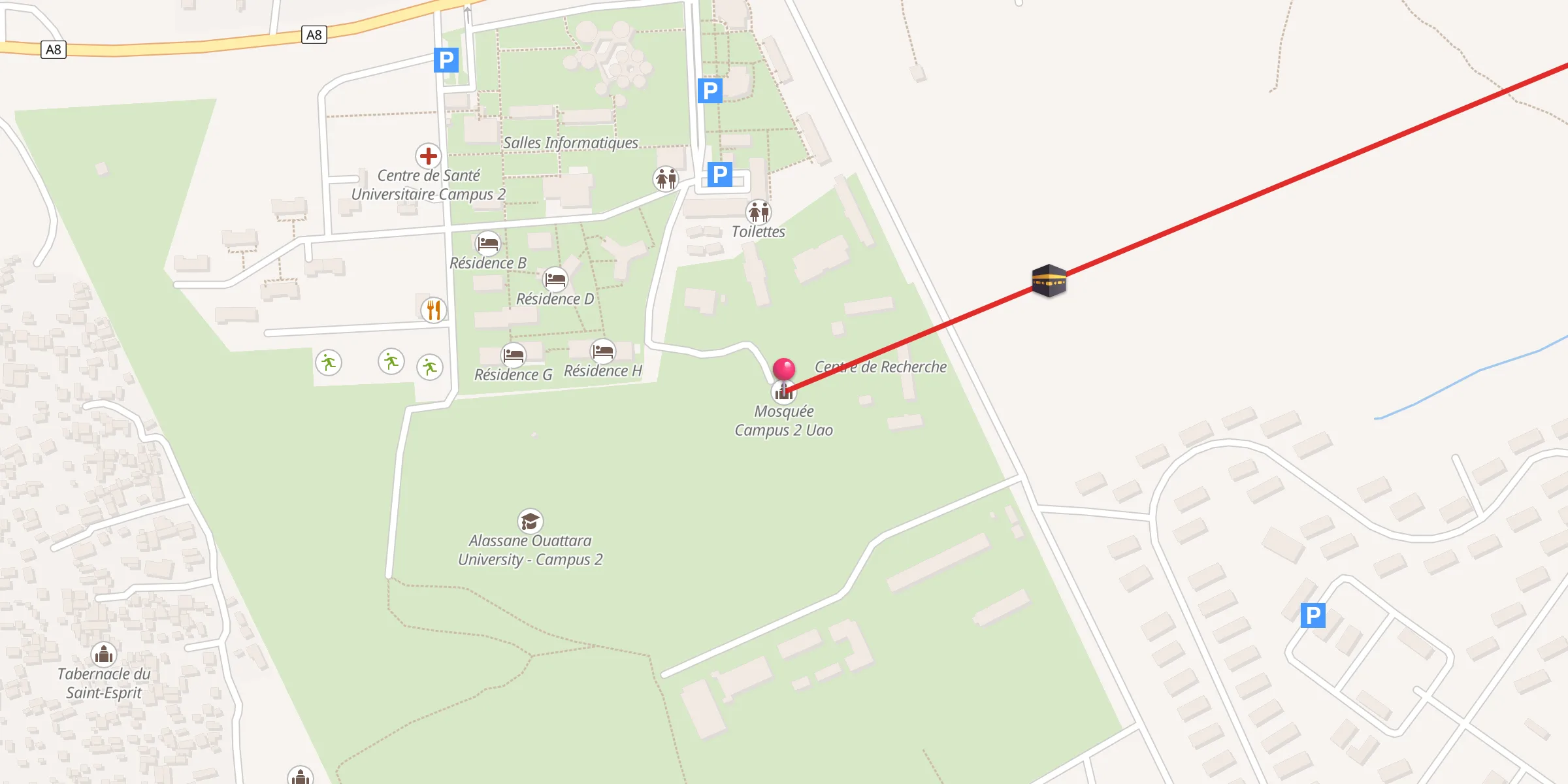 Carte de localisation : Mosquée Campus 2 Uao