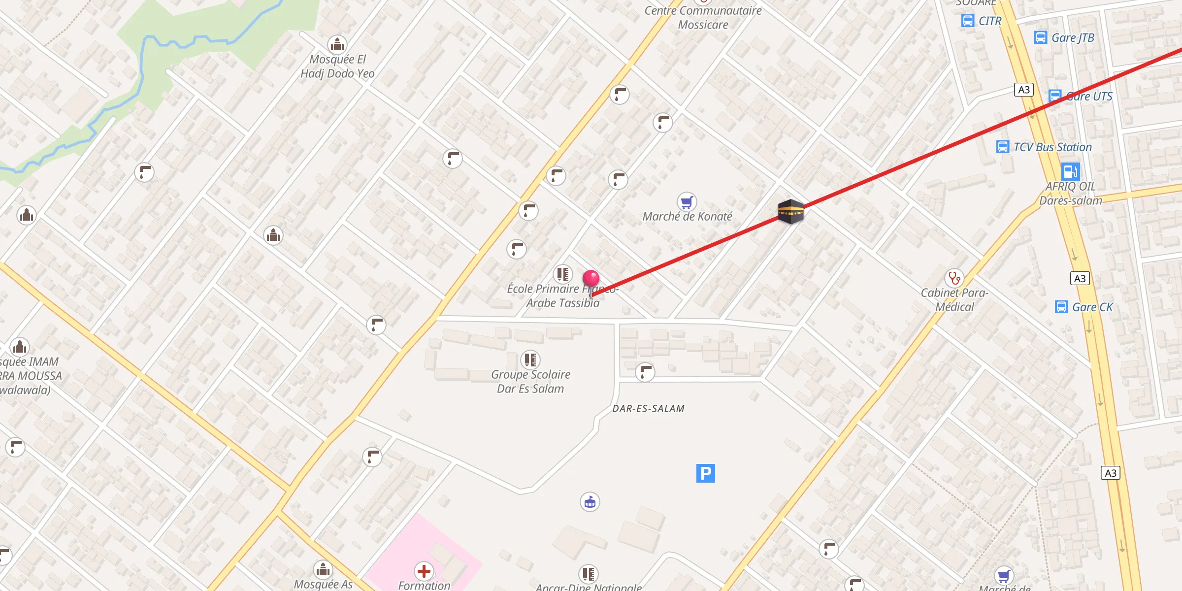 Carte de localisation : Grande Mosquée de Dar Es Salam