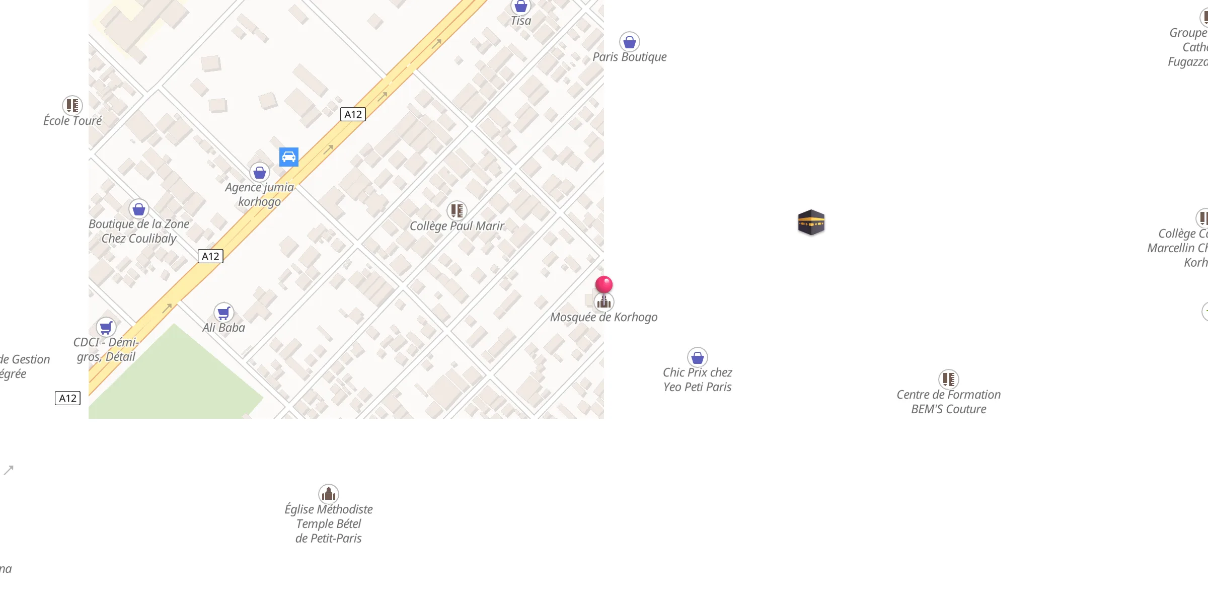 Carte de localisation : Mosquée de Korhogo