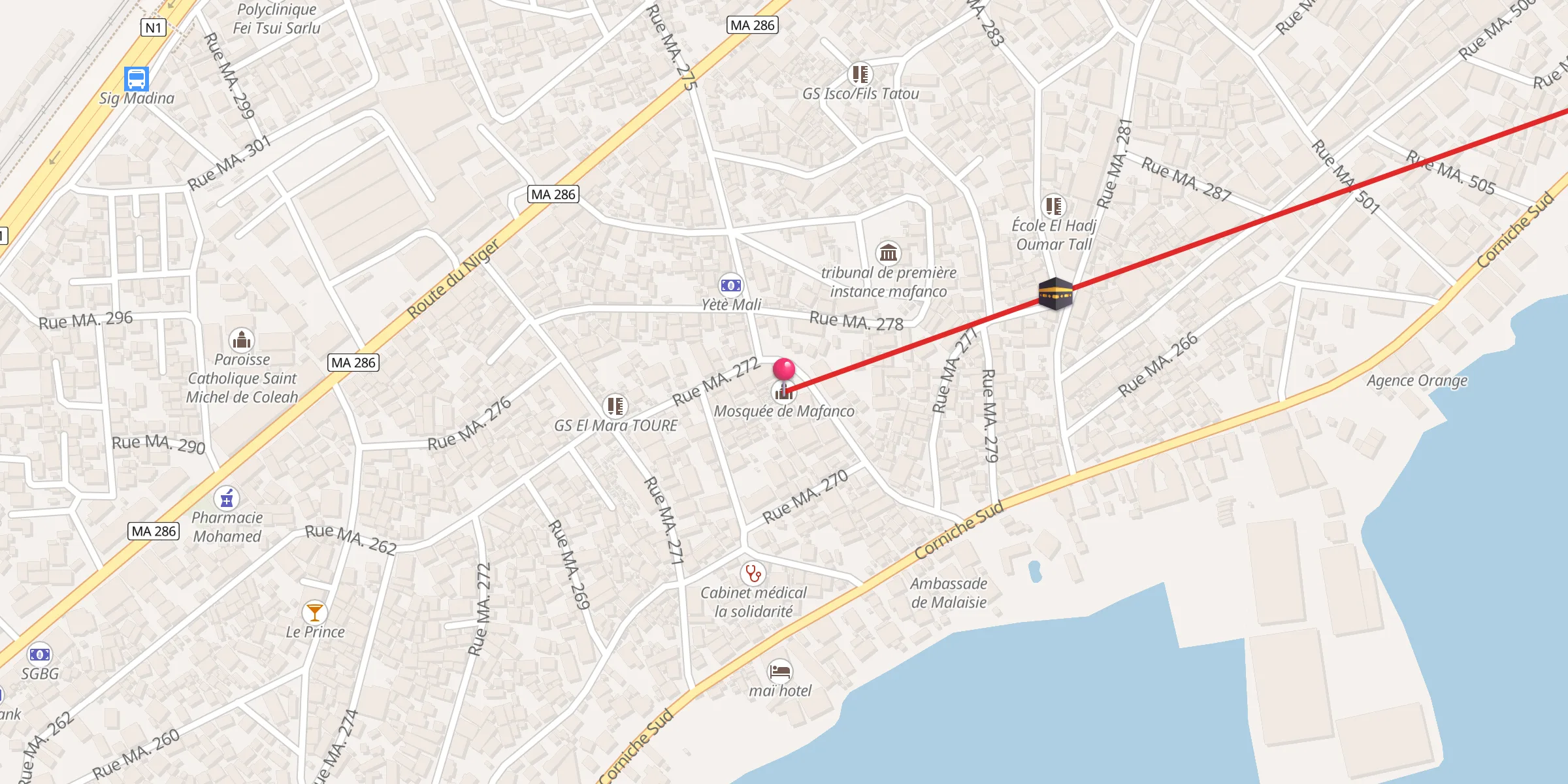 Carte de localisation : Mosquée de Mafanco