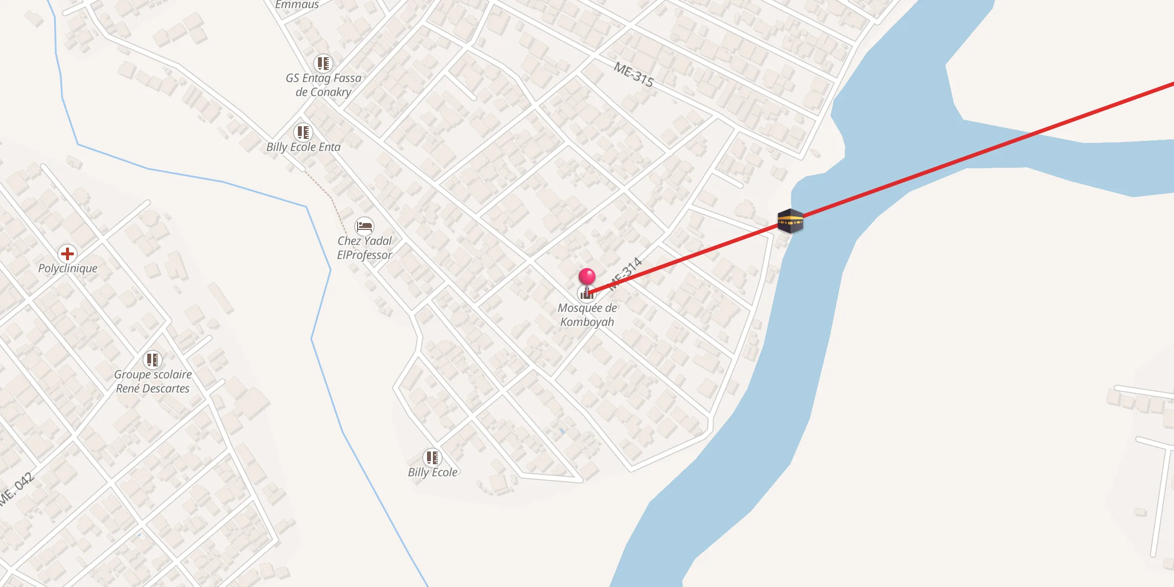 Carte de localisation : Mosquée de Komboyah