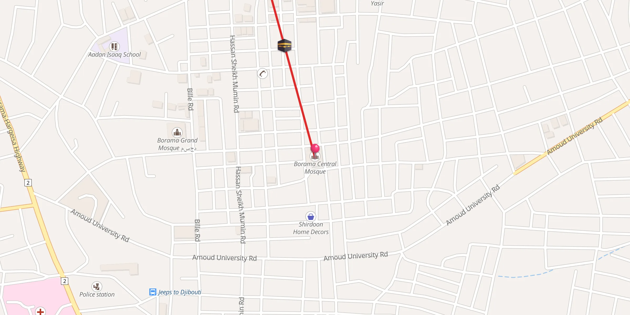 Carte de localisation : Borama Central Mosque
