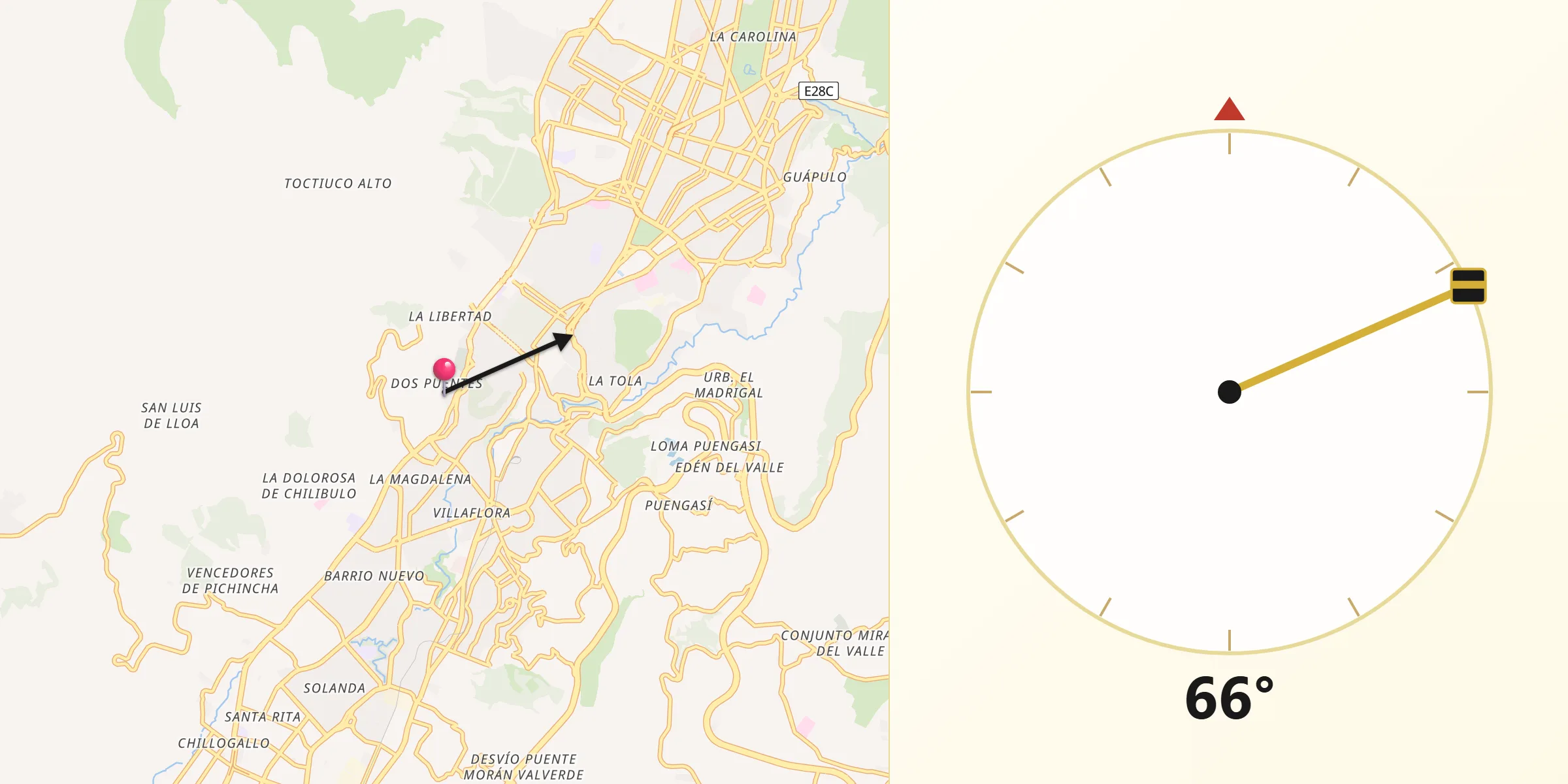Dirección de la Qibla desde Quito