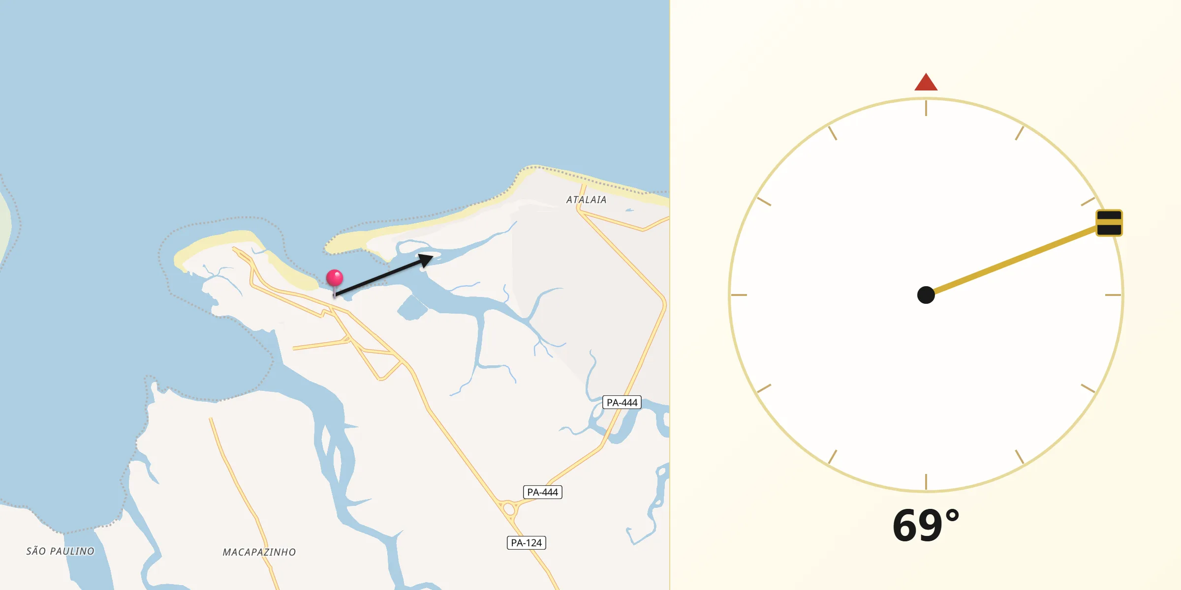 Direção da Qibla a partir de Salinópolis