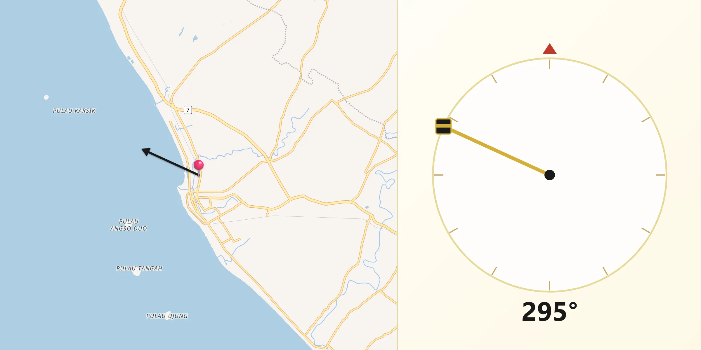 Qibla Direction from Pariaman