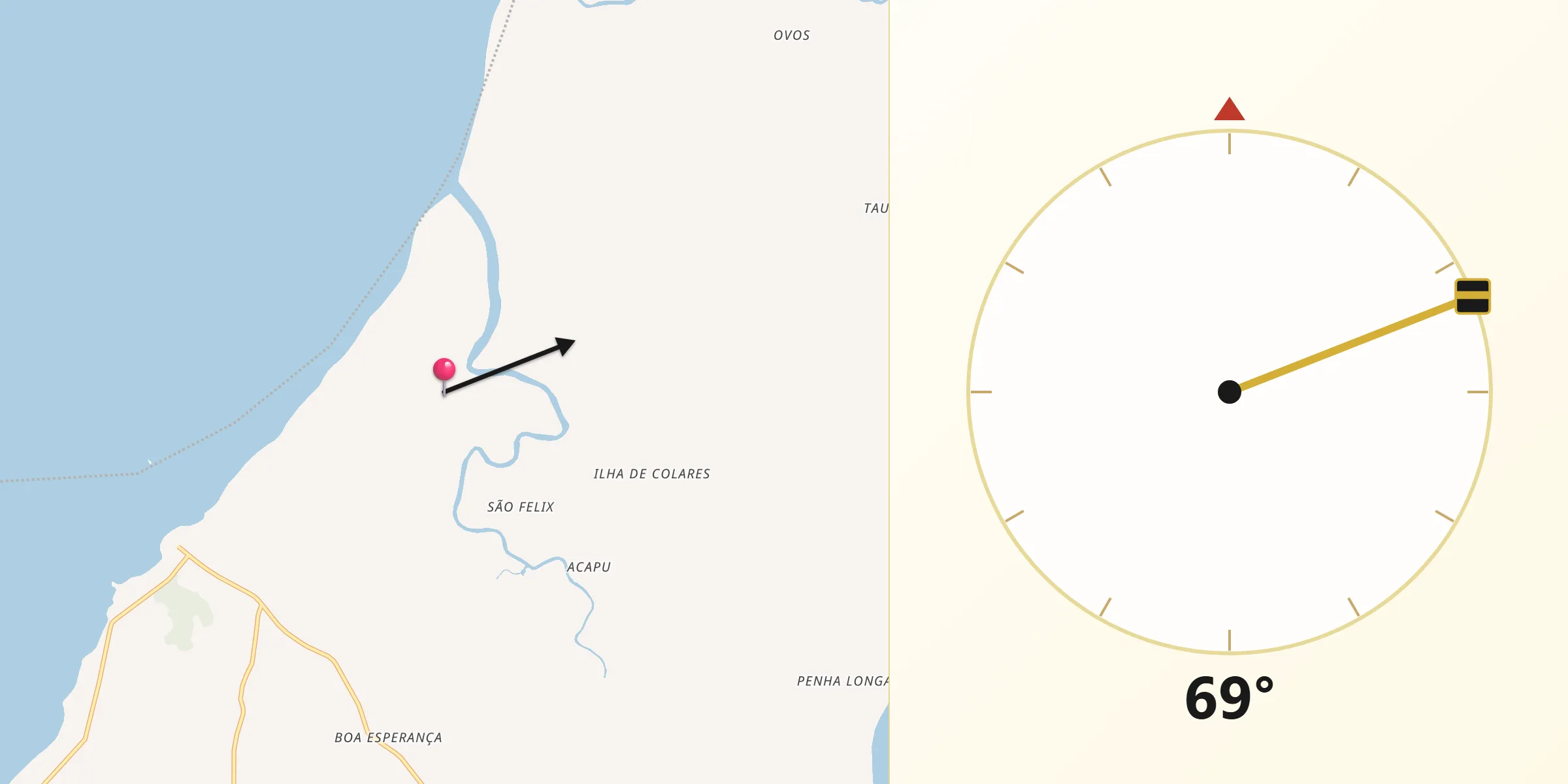 Direção da Qibla a partir de Colares